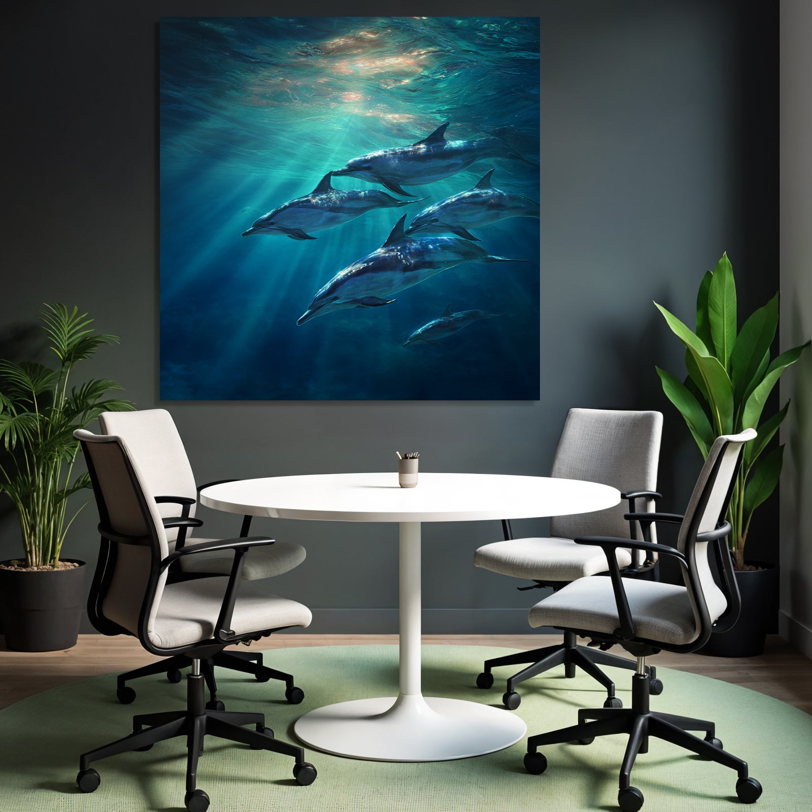 Meeres Delfine Im Wasser Lichtstrahlen Und Ruhe