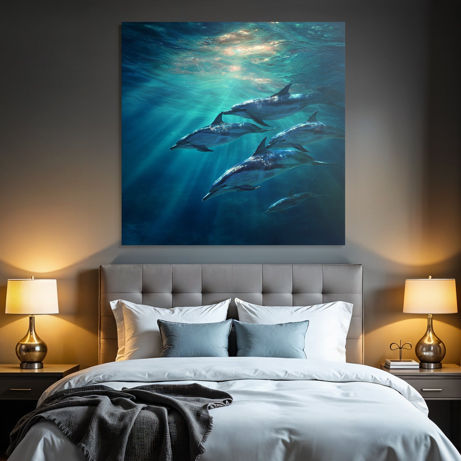 Meeres Delfine Im Wasser Lichtstrahlen Und Ruhe