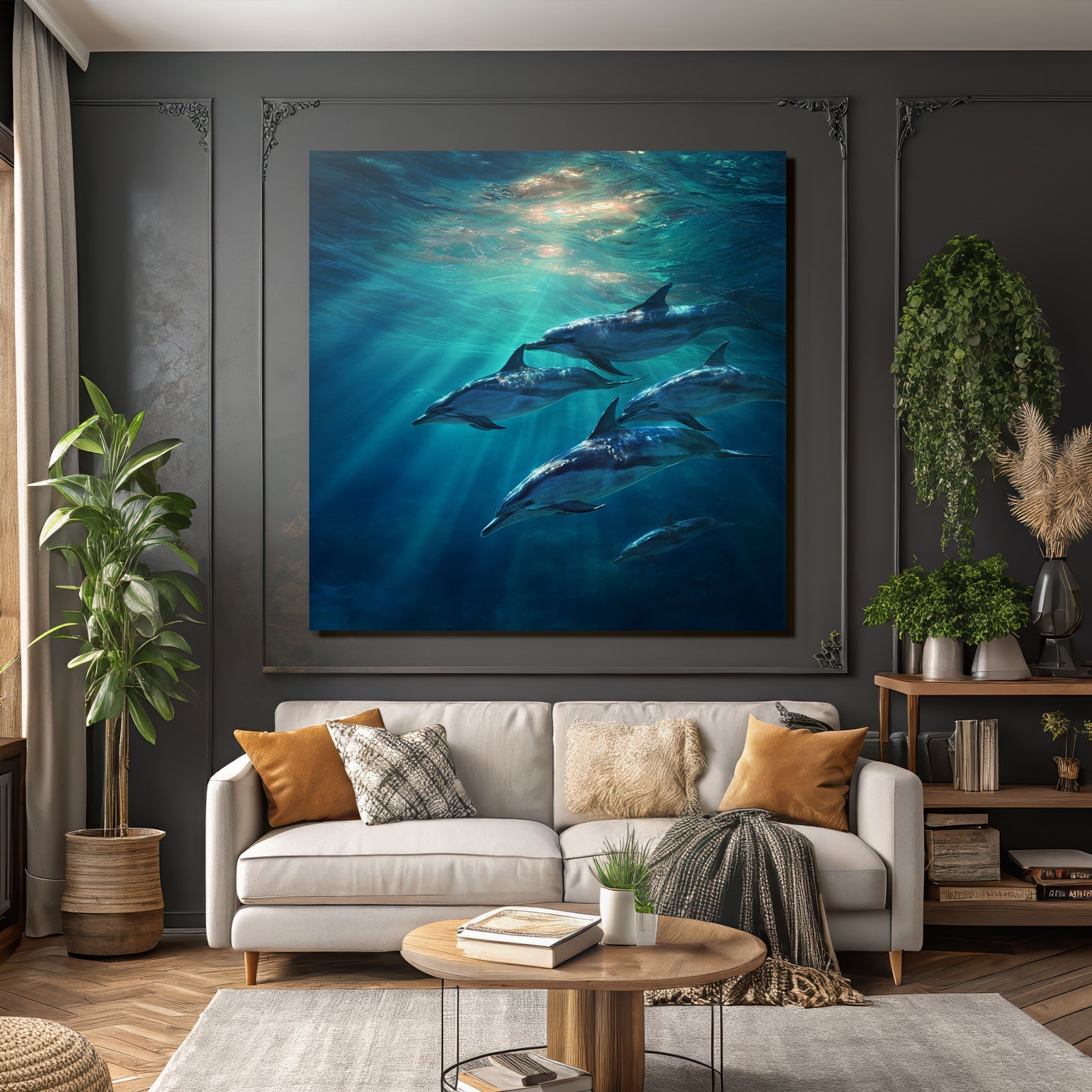Meeres Delfine Im Wasser Lichtstrahlen Und Ruhe