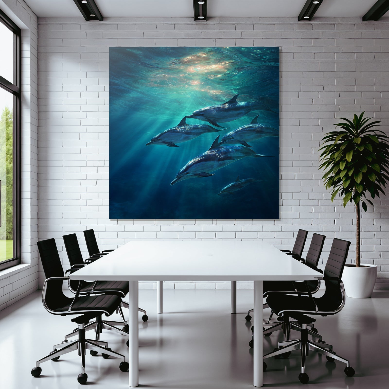 Meeres Delfine Im Wasser Lichtstrahlen Und Ruhe