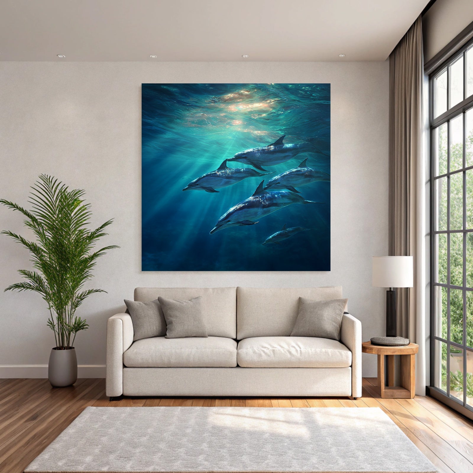 Meeres Delfine Im Wasser Lichtstrahlen Und Ruhe