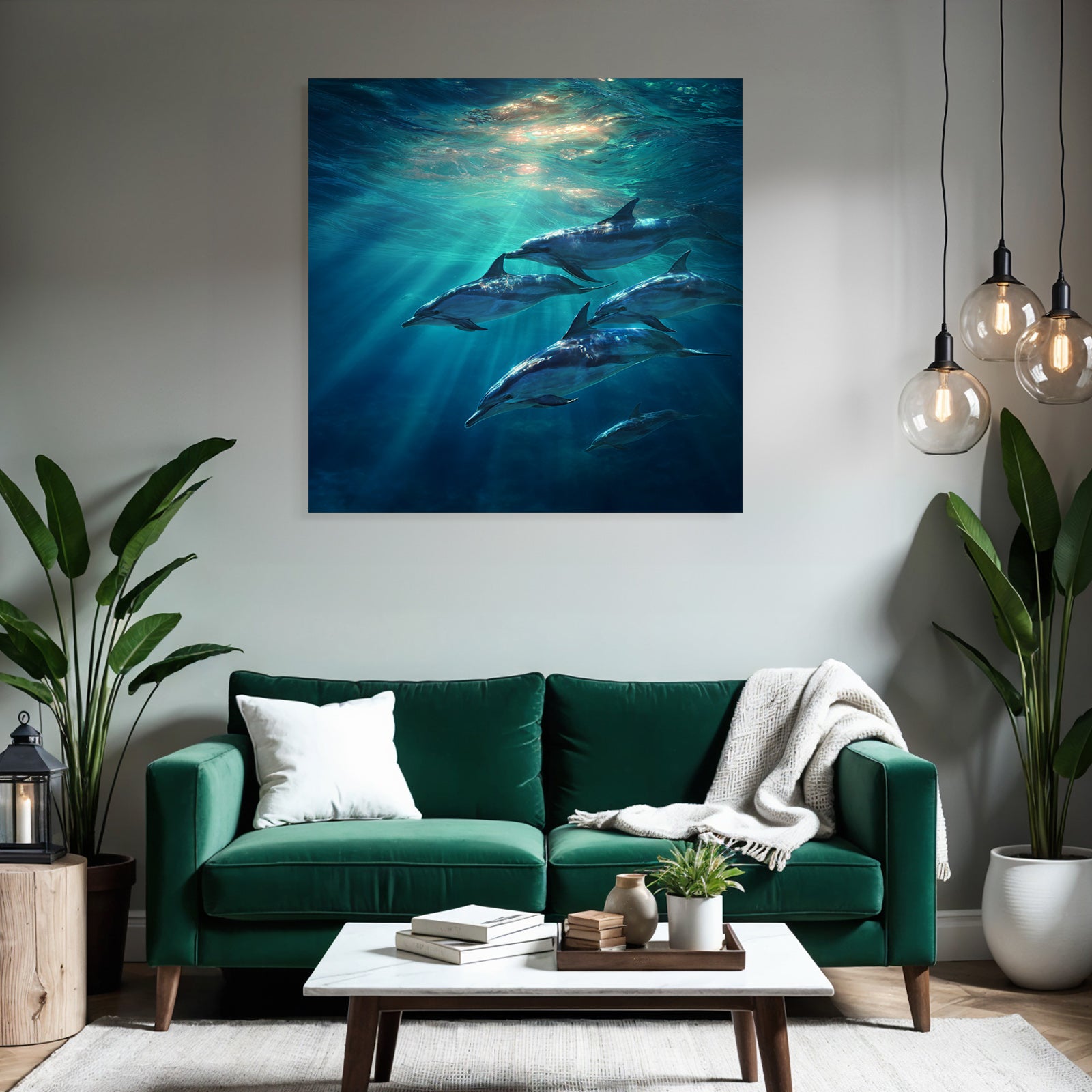 Meeres Delfine Im Wasser Lichtstrahlen Und Ruhe