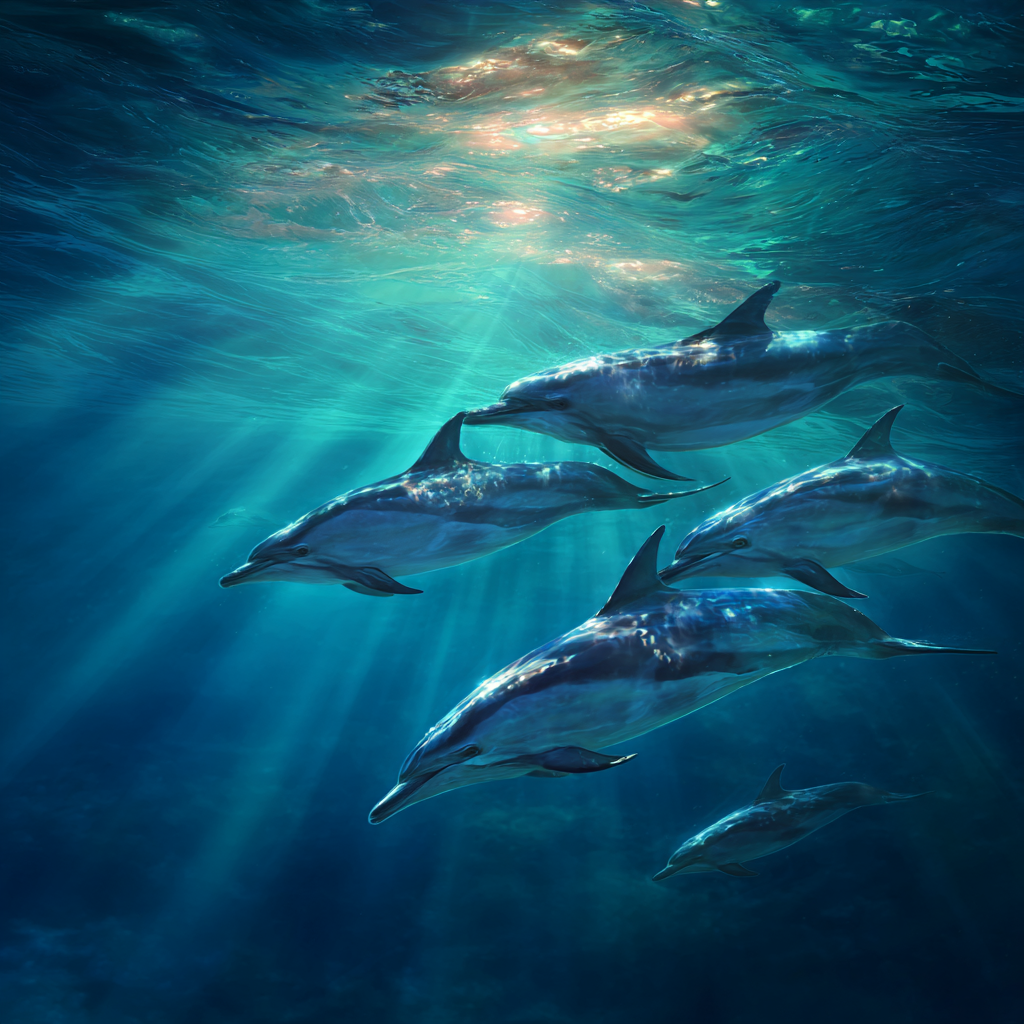Meeres Delfine Im Wasser Lichtstrahlen Und Ruhe | Meerestiere | Tiere