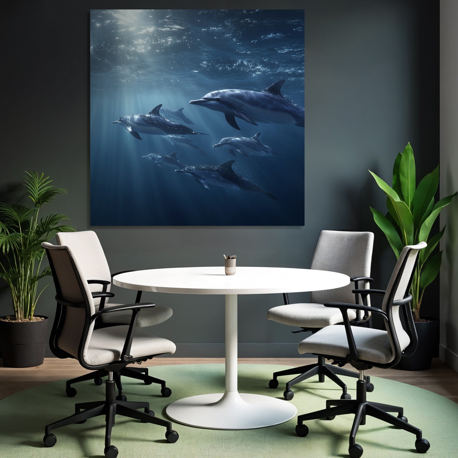 Meeres Delfine Im Wasser Mit Lichtstrahlen