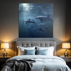 Meeres Delfine Im Wasser Mit Lichtstrahlen