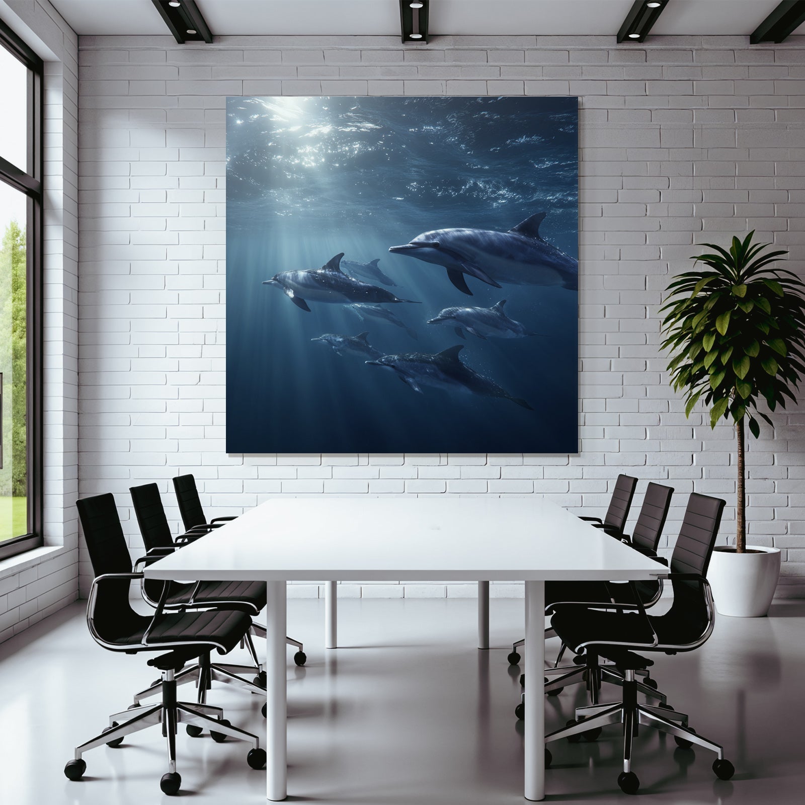 Meeres Delfine Im Wasser Mit Lichtstrahlen