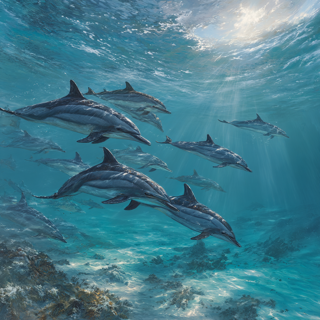 Meeres Delfine Unterwasser In Einem Ruhigen Meeresparadies | Meerestiere | Tiere