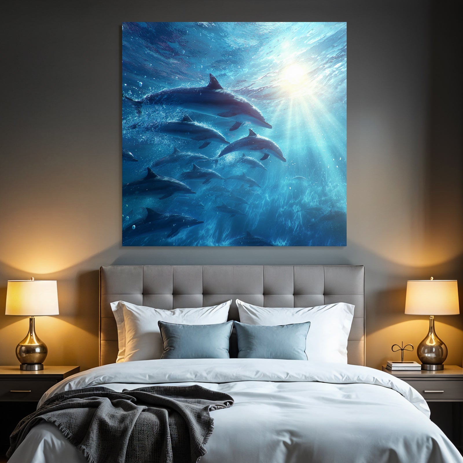 Meeres Delfine Unterwasser Sonnenlicht Lebendig Und Friedlich