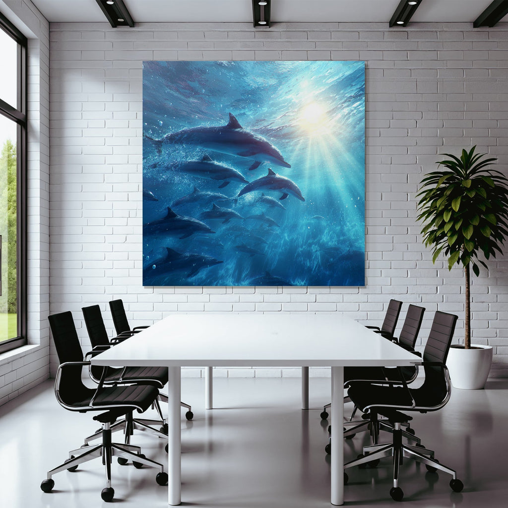 Meeres Delfine Unterwasser Sonnenlicht Lebendig Und Friedlich
