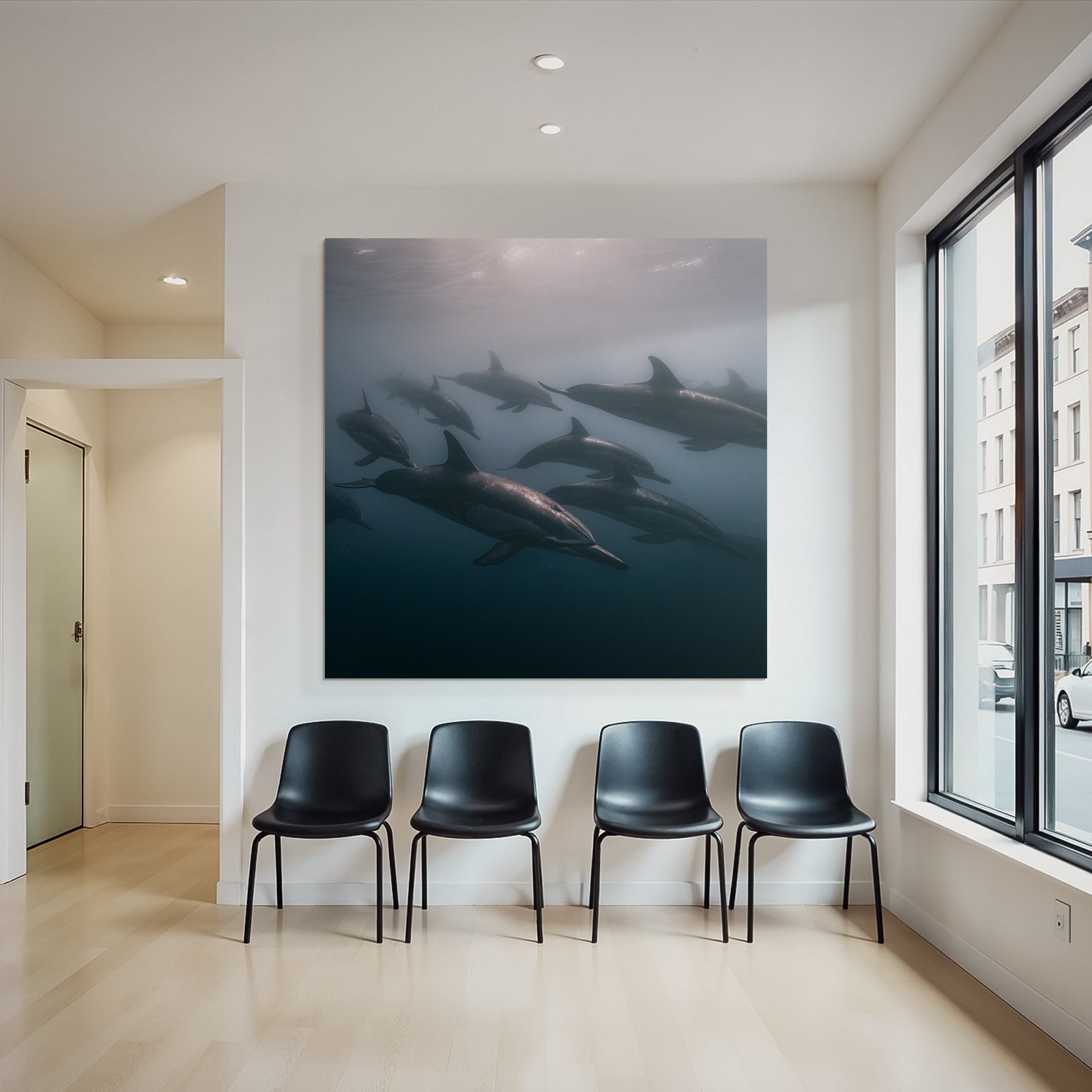 Meeres Delfinschule Unterwasser Sanftes Licht