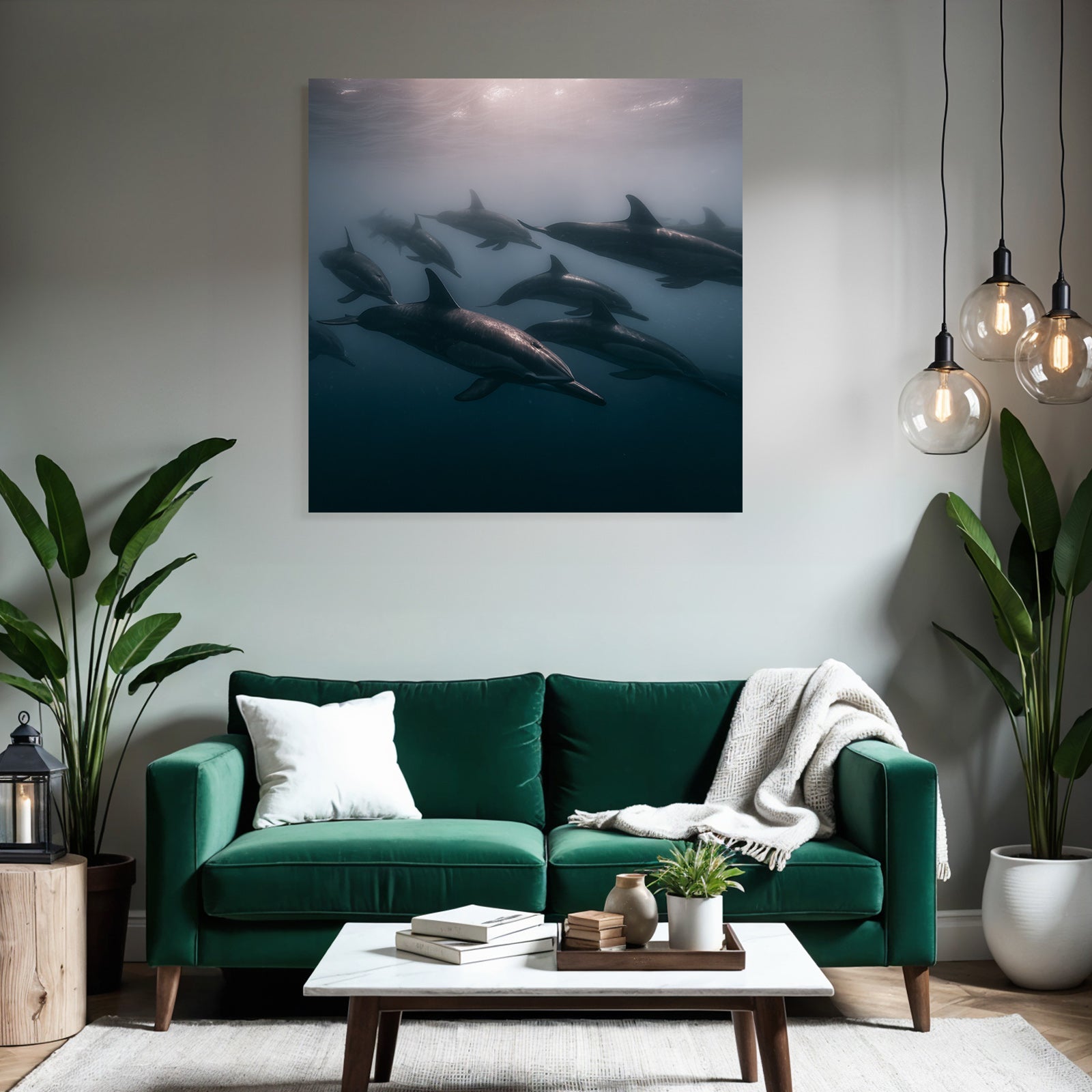 Meeres Delfinschule Unterwasser Sanftes Licht