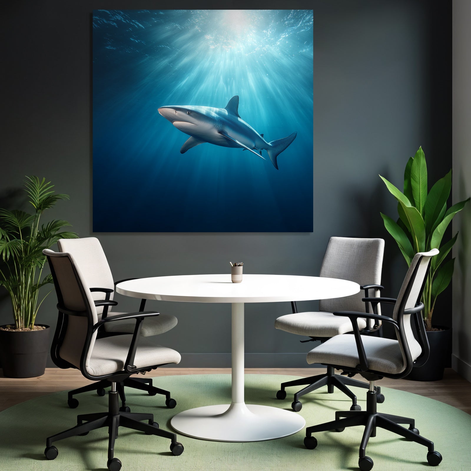 Meeres Hai Unterwasser Mit Lichtstrahlen Eleganz Der Natur