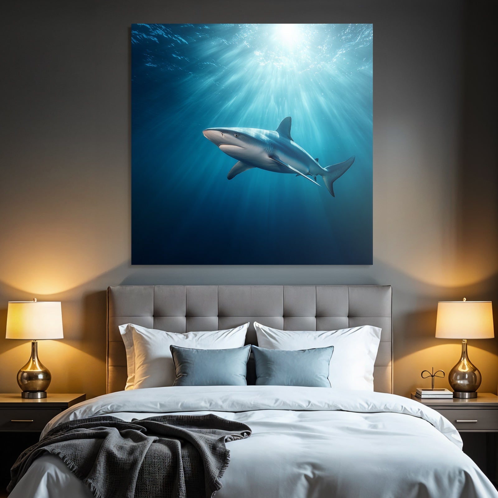 Meeres Hai Unterwasser Mit Lichtstrahlen Eleganz Der Natur