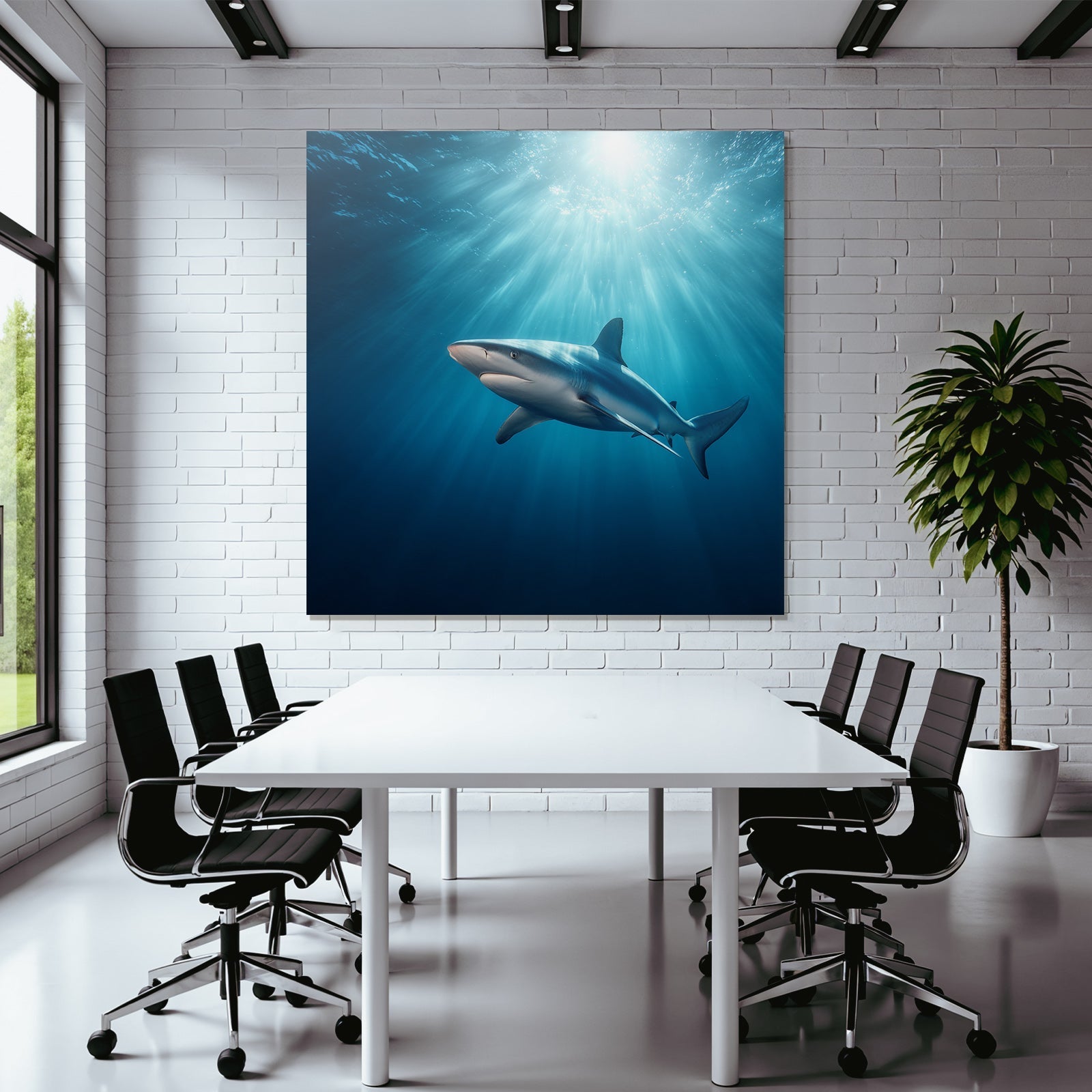 Meeres Hai Unterwasser Mit Lichtstrahlen Eleganz Der Natur