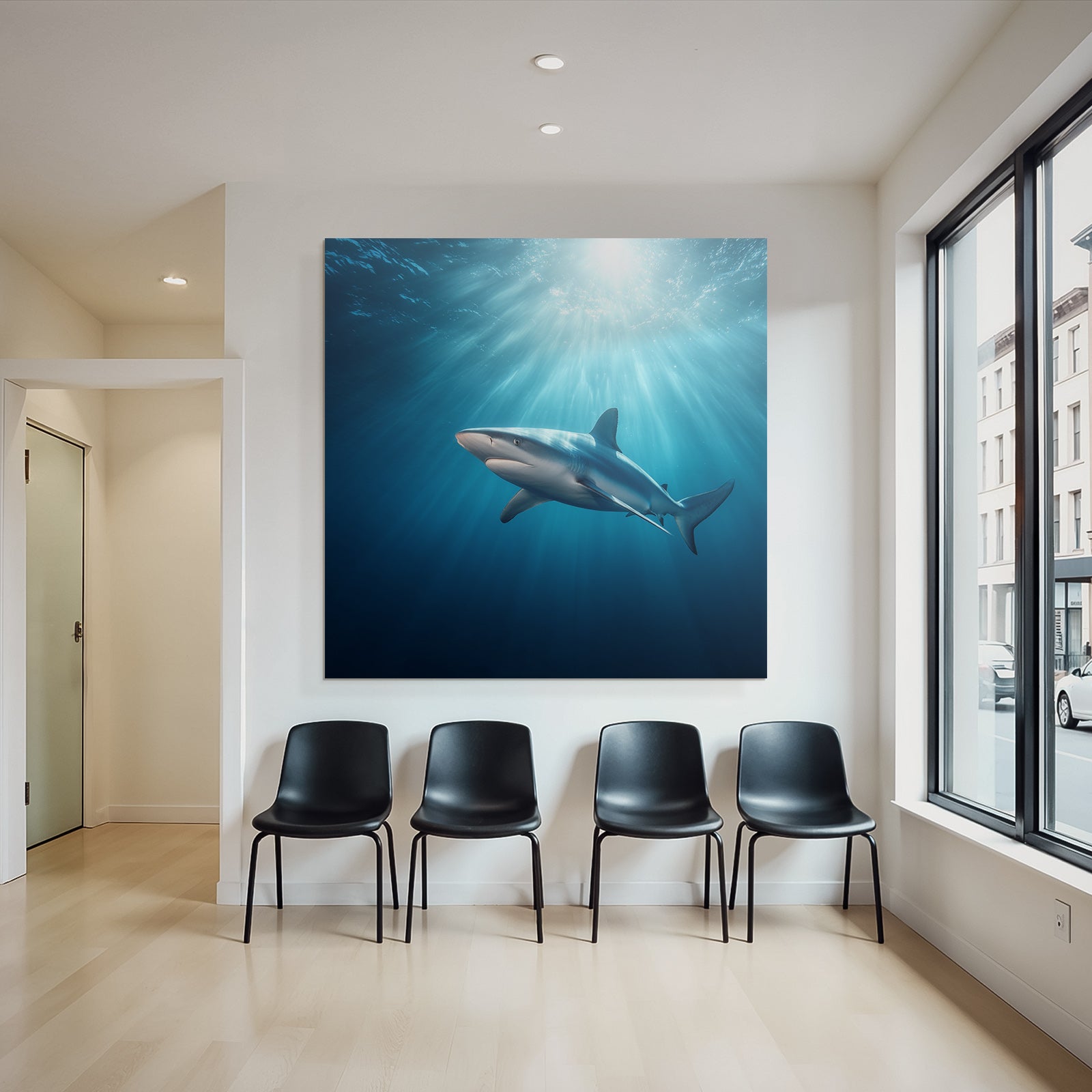 Meeres Hai Unterwasser Mit Lichtstrahlen Eleganz Der Natur