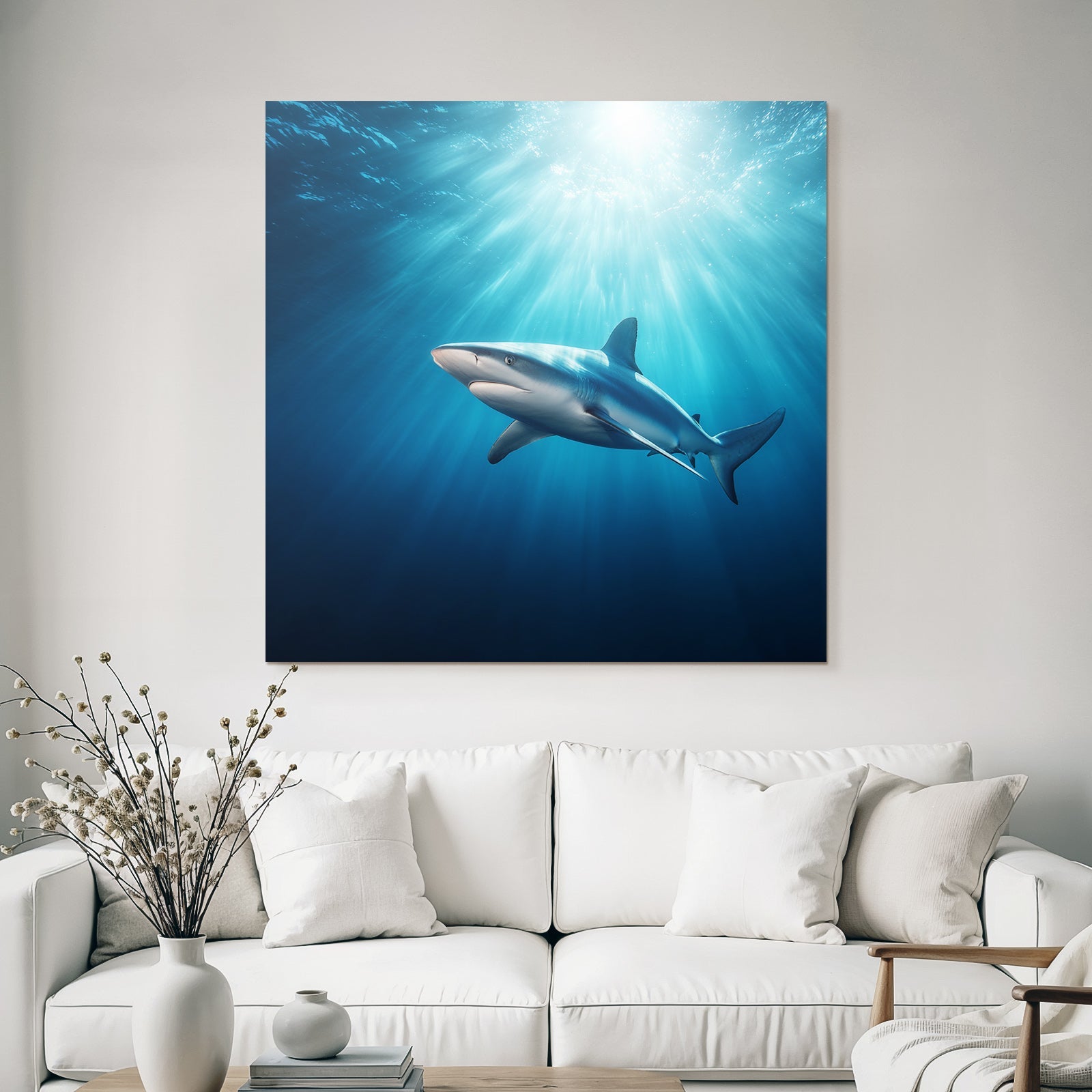Meeres Hai Unterwasser Mit Lichtstrahlen Eleganz Der Natur