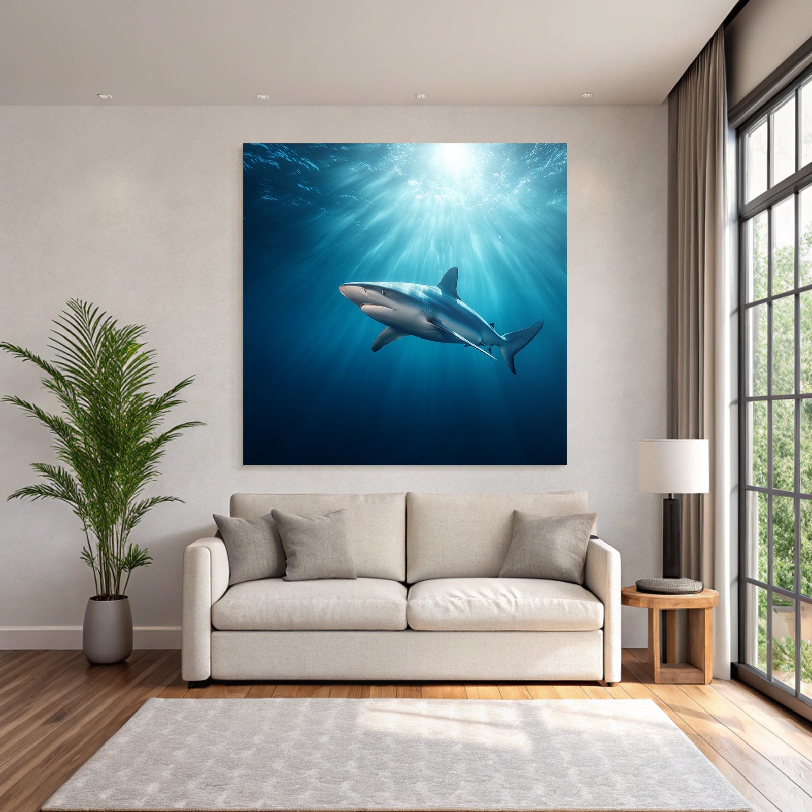 Meeres Hai Unterwasser Mit Lichtstrahlen Eleganz Der Natur
