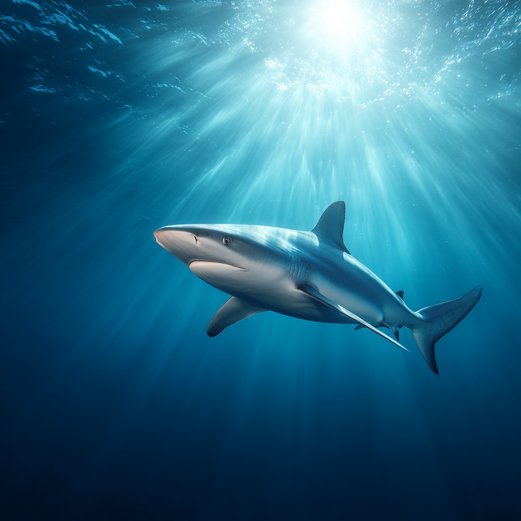 Meeres Hai Unterwasser Mit Lichtstrahlen Eleganz Der Natur | Meerestiere | Tiere