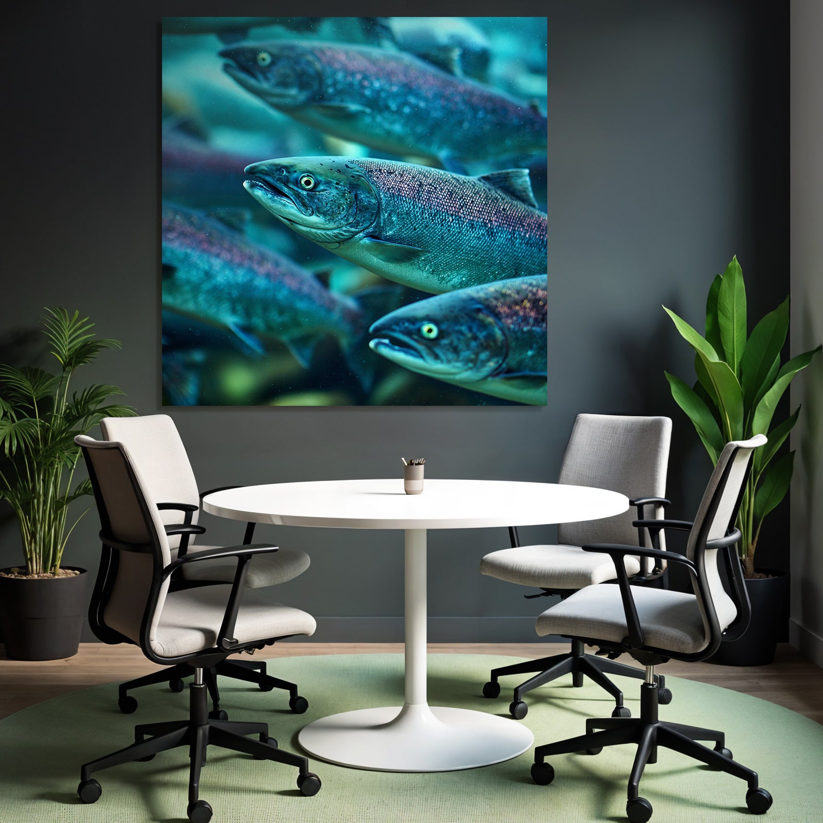 Meeres Lachs Schwarm Im Wasser