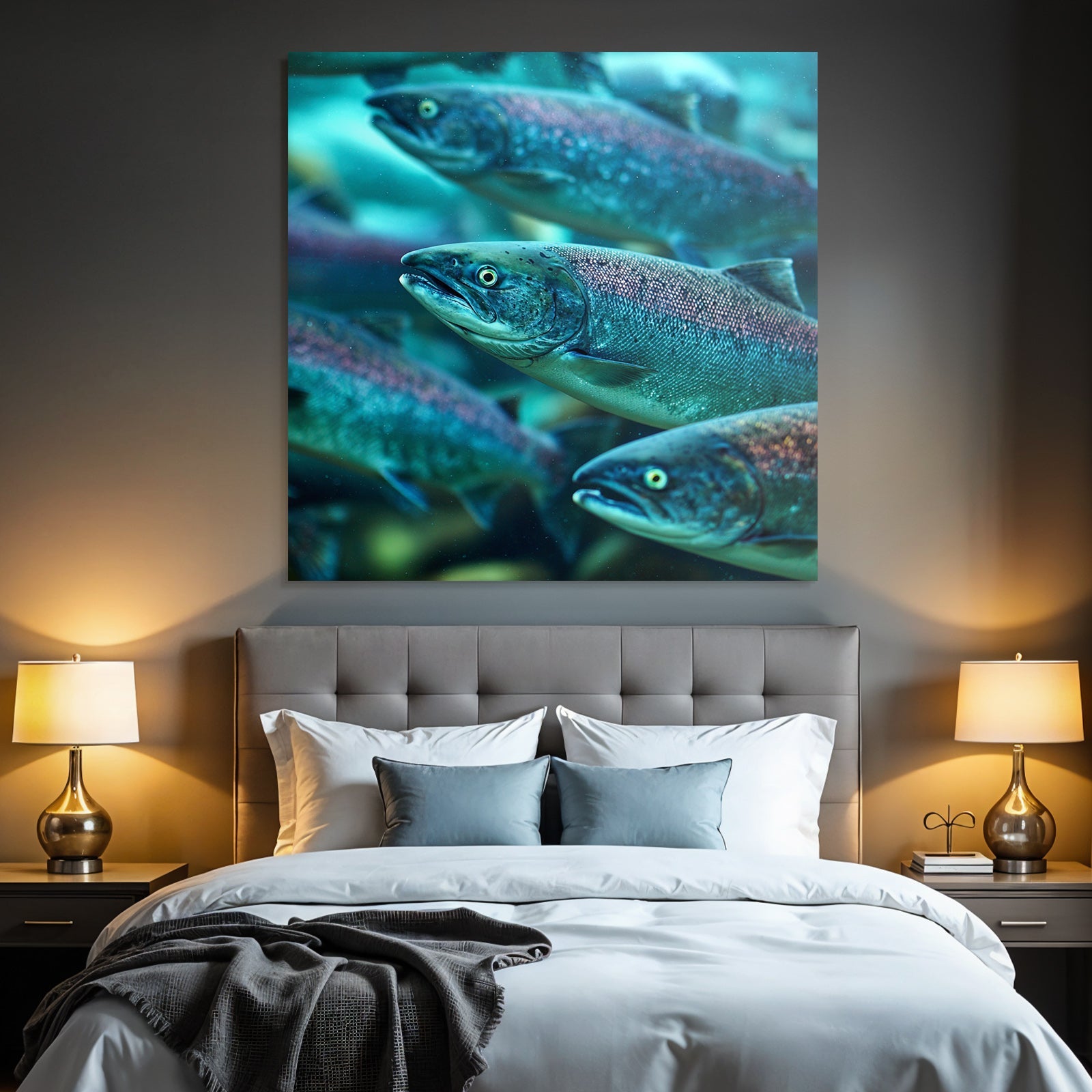 Meeres Lachs Schwarm Im Wasser