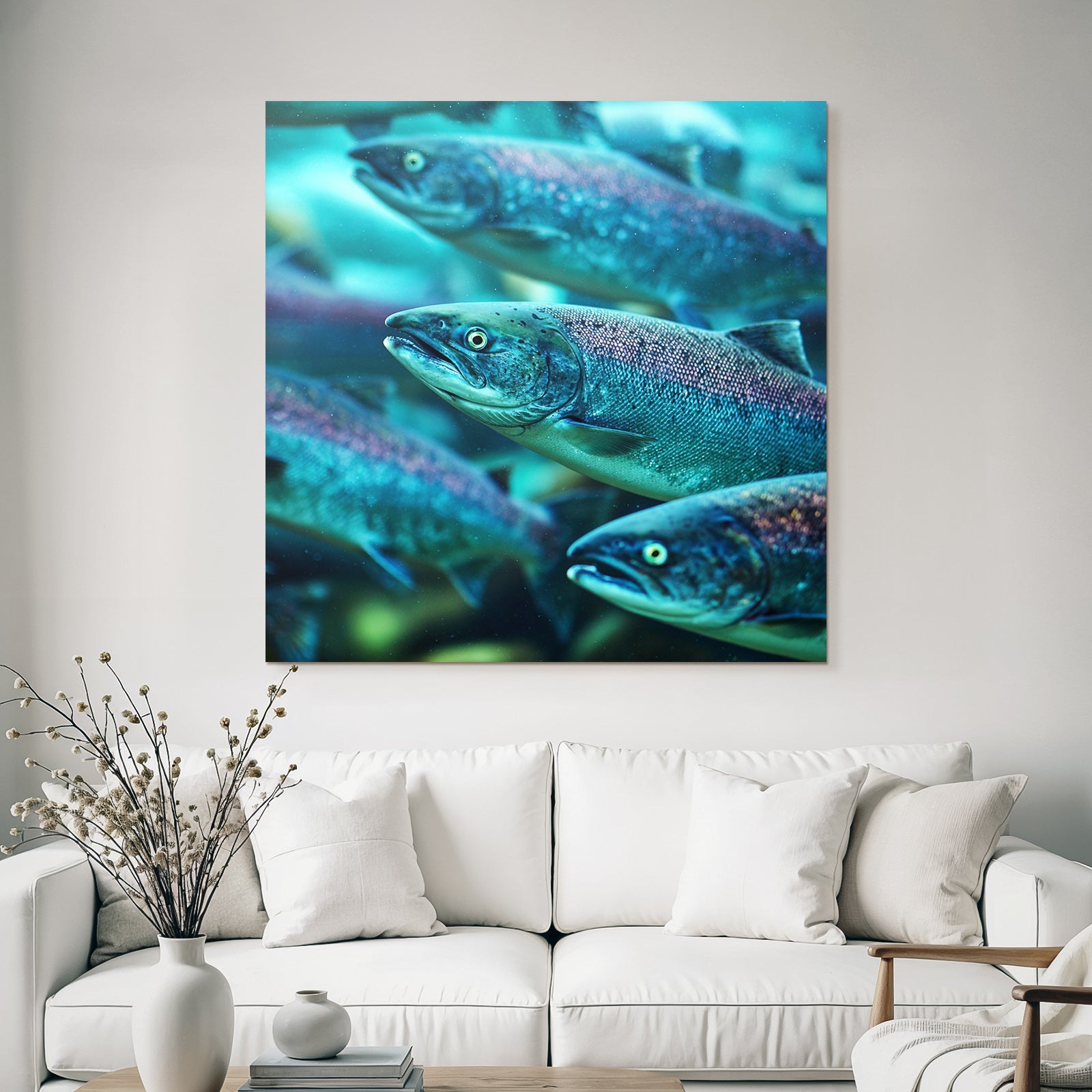 Meeres Lachs Schwarm Im Wasser
