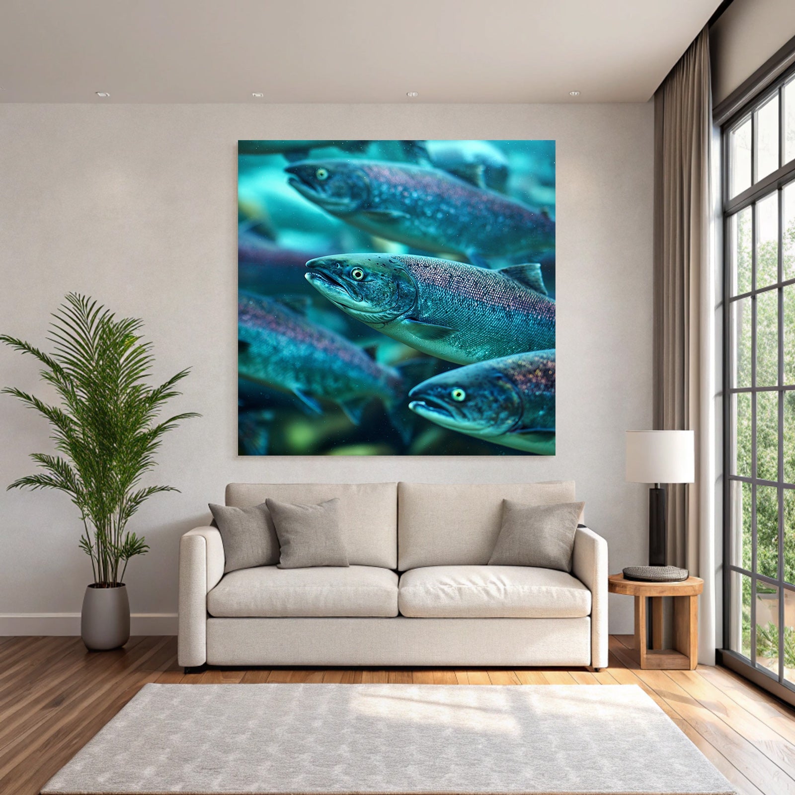 Meeres Lachs Schwarm Im Wasser