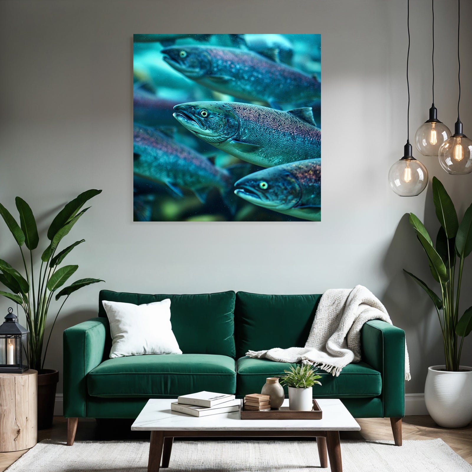 Meeres Lachs Schwarm Im Wasser