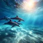 Meeres Ruhige Unterwasserwelt Mit Schwimmenden Delfinen | Meerestiere | Tiere