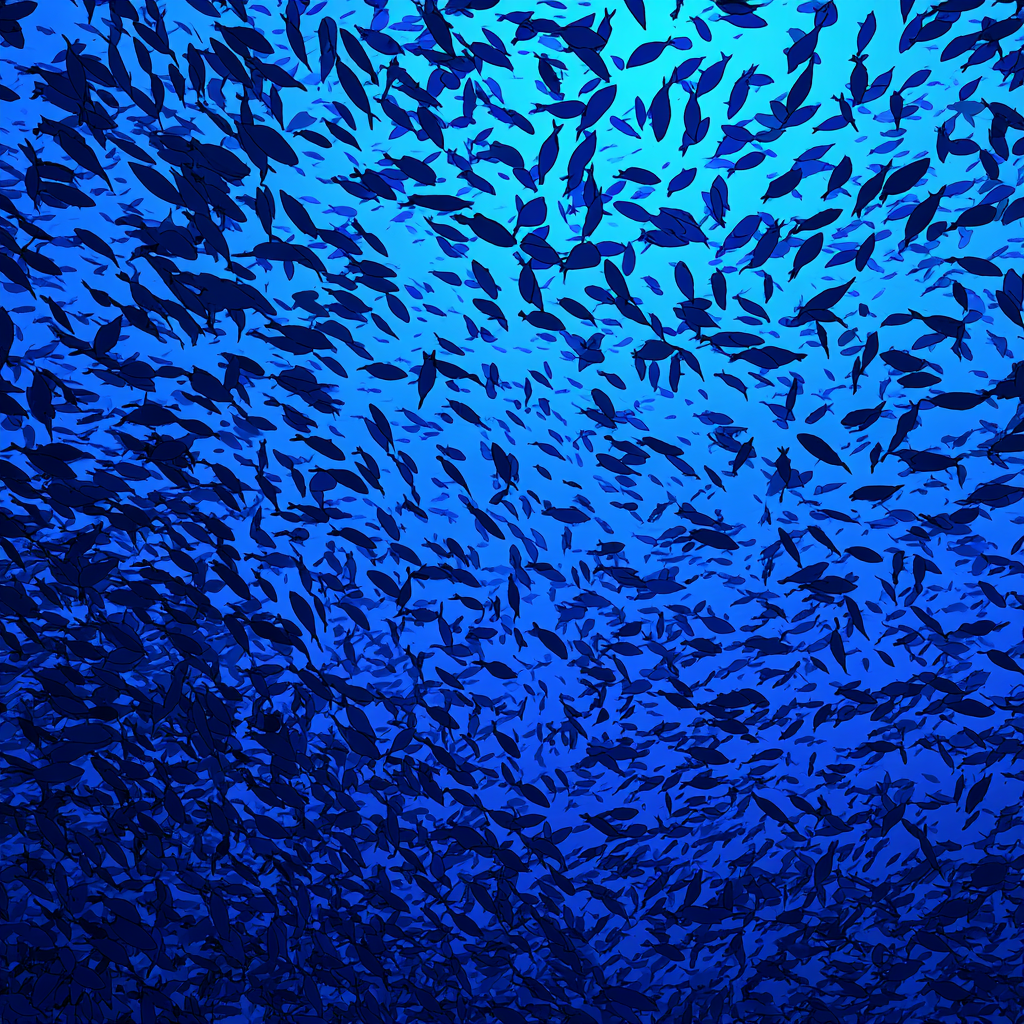 Meeres Fischschwarm In Blaüm Ozean | Meerestiere | Tiere