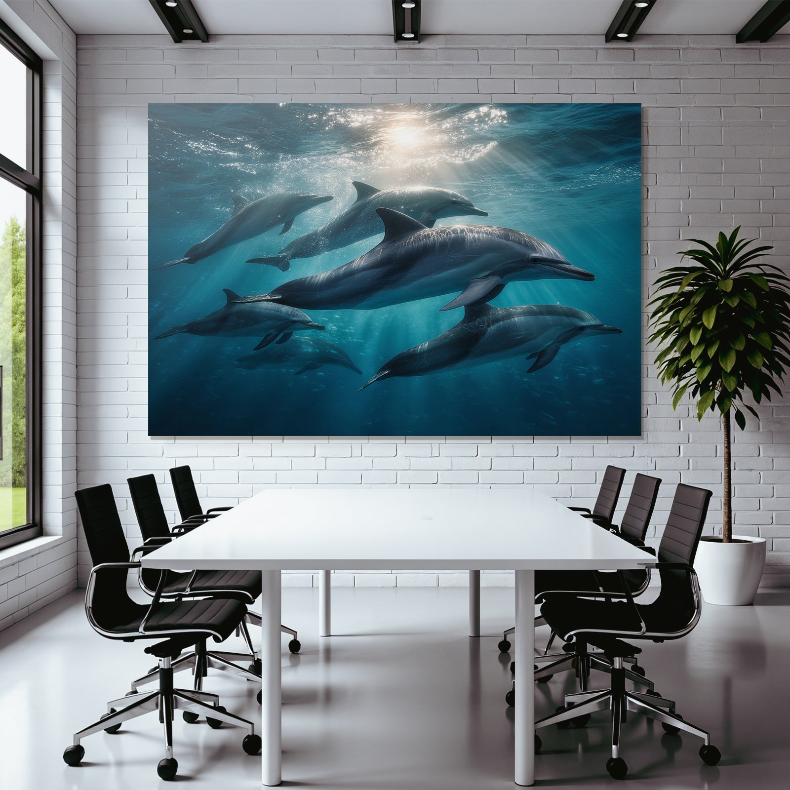 Meeres Delfine Schwimmen Unterwasser Lichtdurchflutet