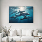 Meeres Delfine Schwimmen Unterwasser Lichtdurchflutet