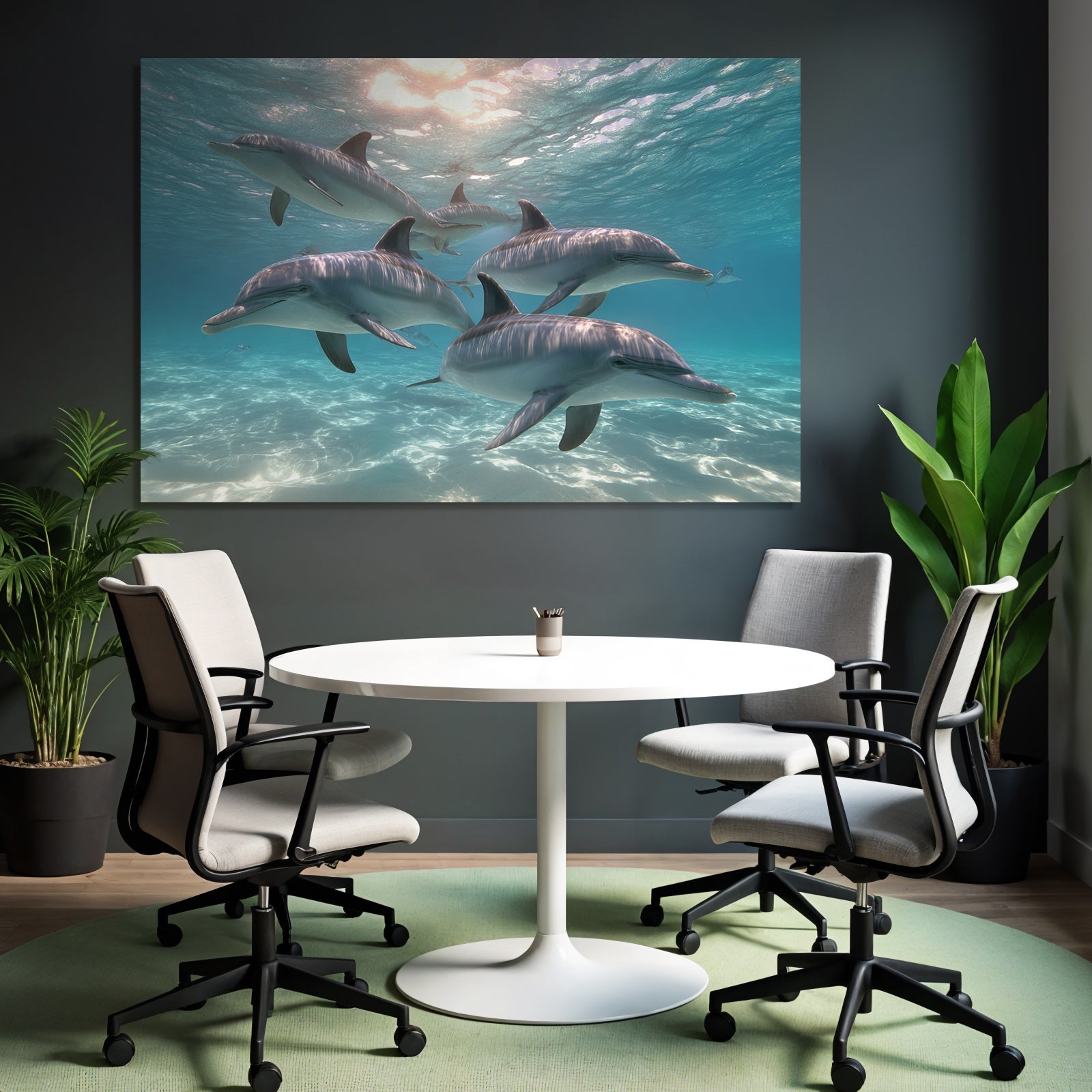 Meeres Delfine Unterwasser Im Klarem Blau Mit Sonnenlicht