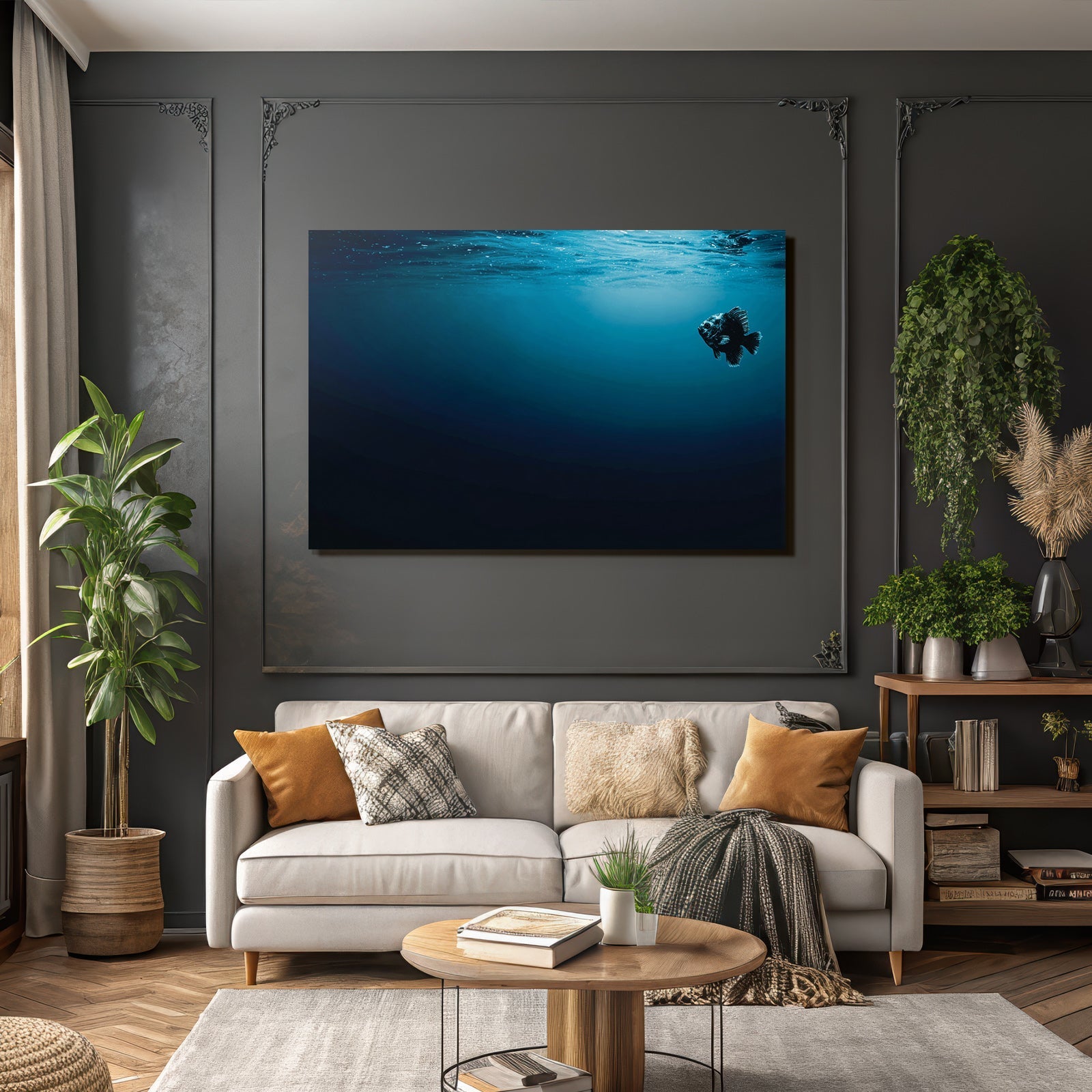 Meeres Fisch Im Tiefblaün Wasser