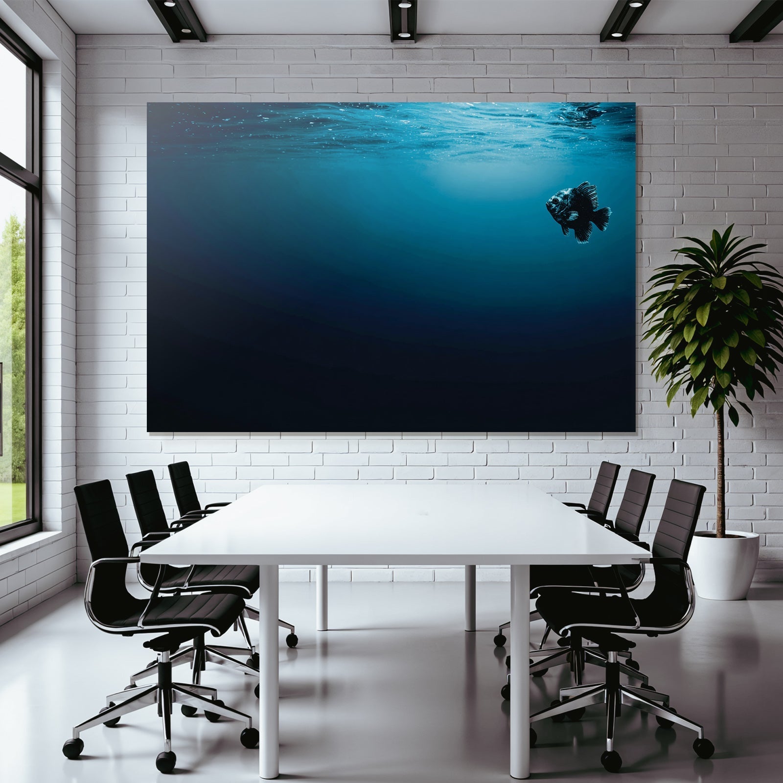 Meeres Fisch Im Tiefblaün Wasser