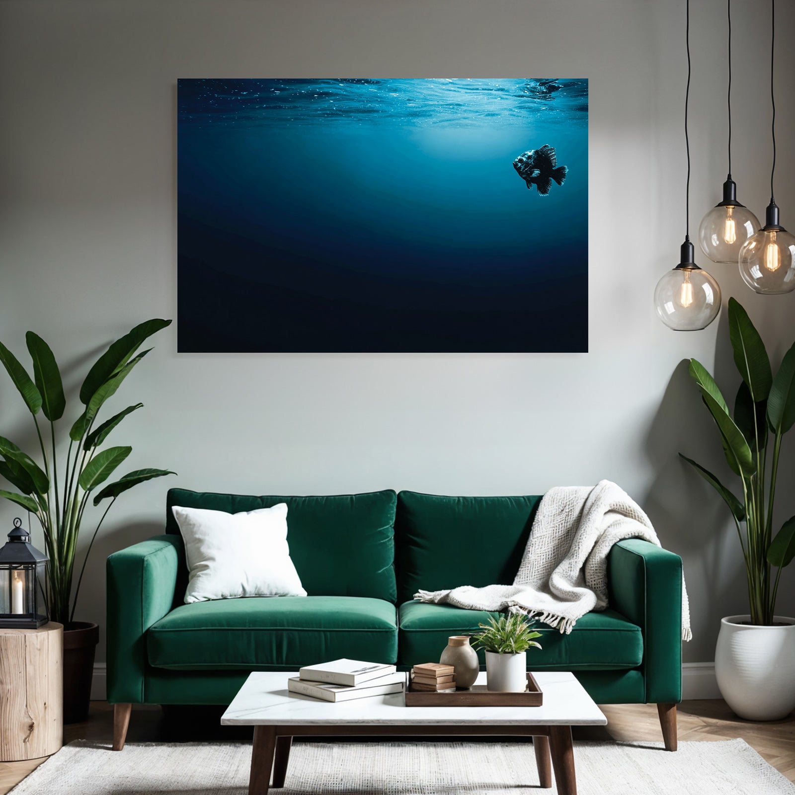 Meeres Fisch Im Tiefblaün Wasser