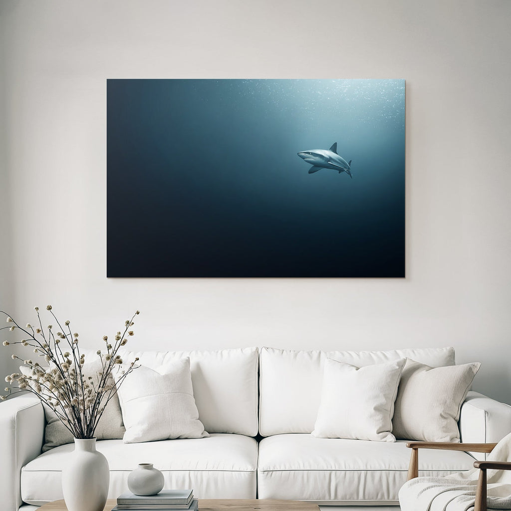 Meeres Hai Schwimmt Unterwasser Dunkle Tiefsee Ätherisch