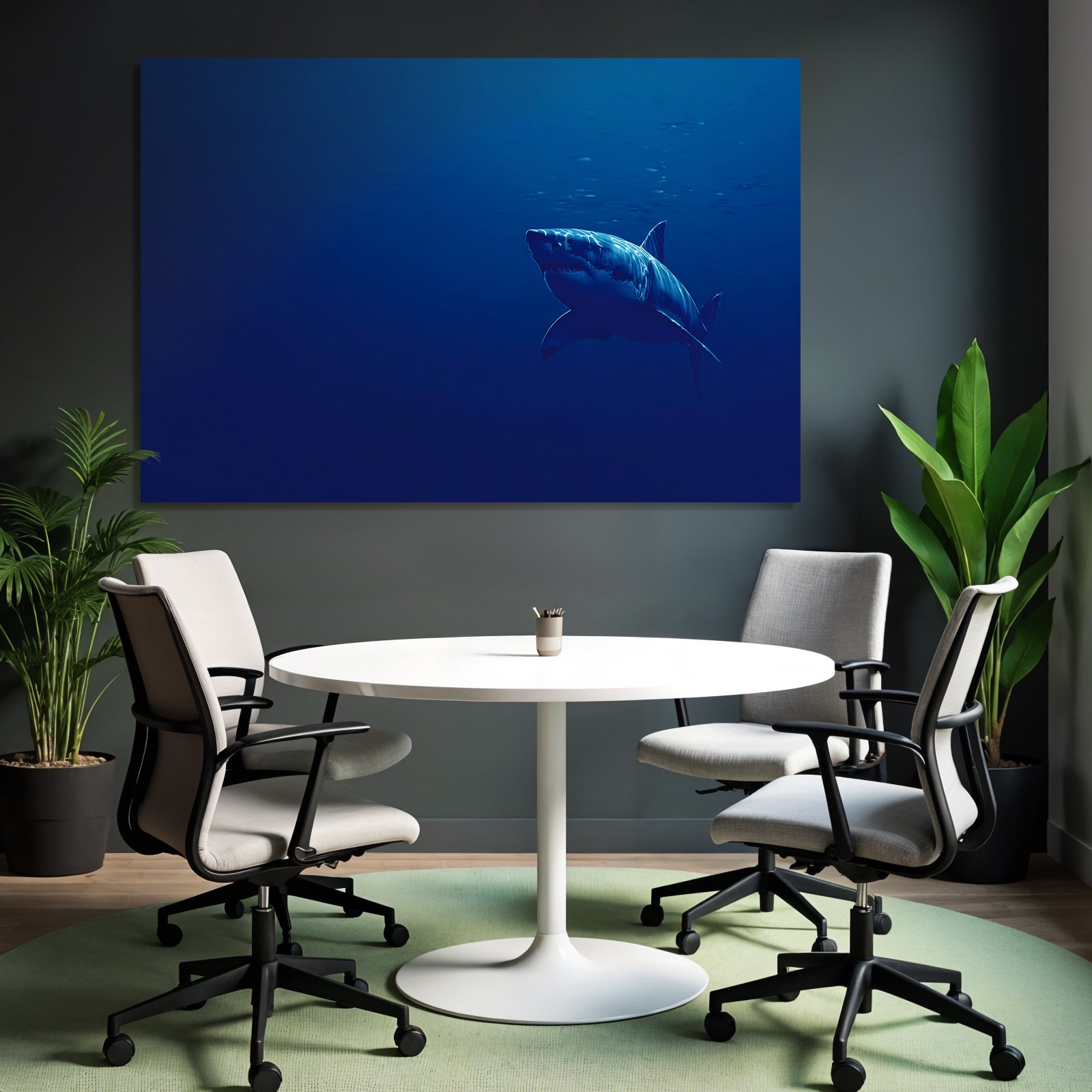 Meeres Haifisch Im Tiefblaün Ozean
