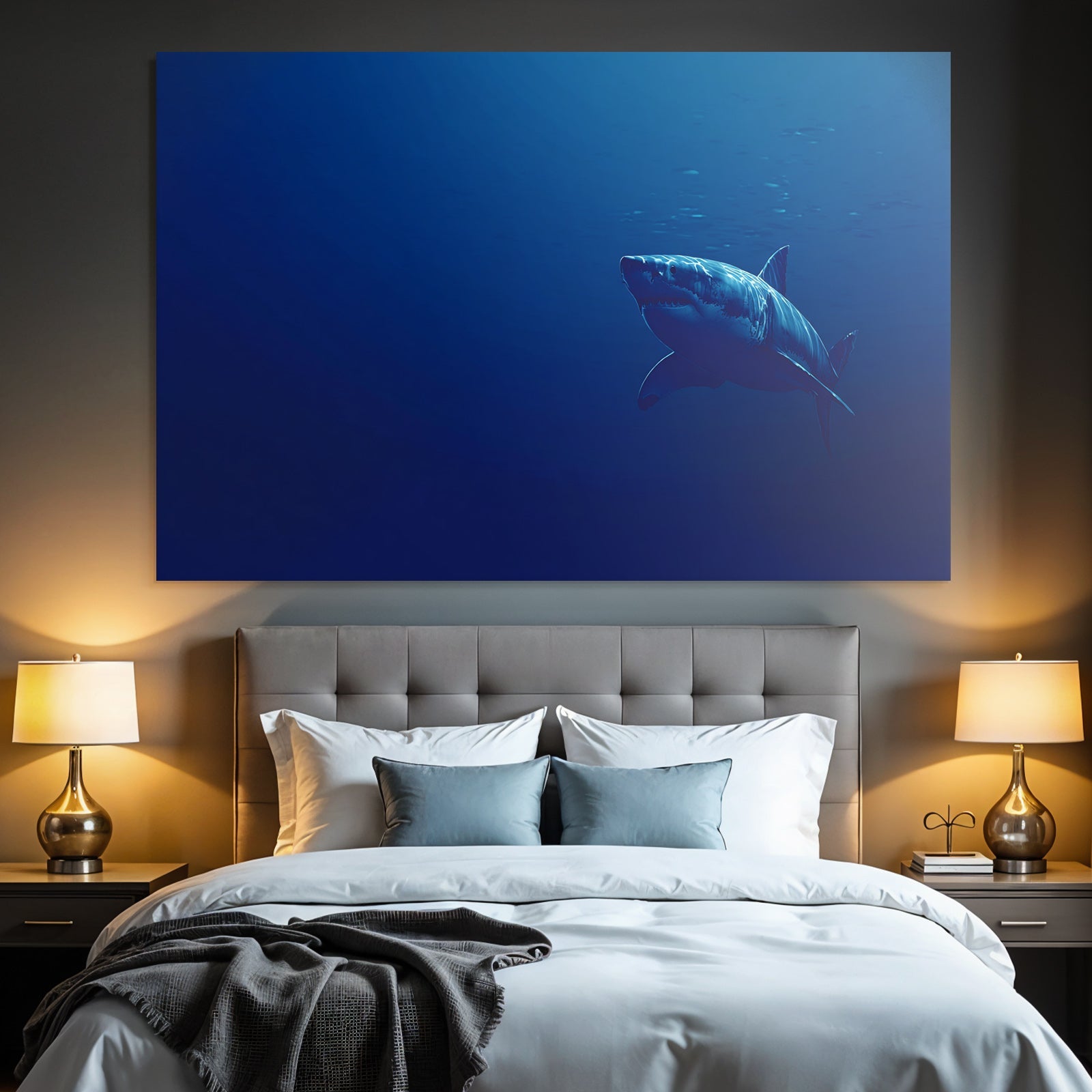 Meeres Haifisch Im Tiefblaün Ozean