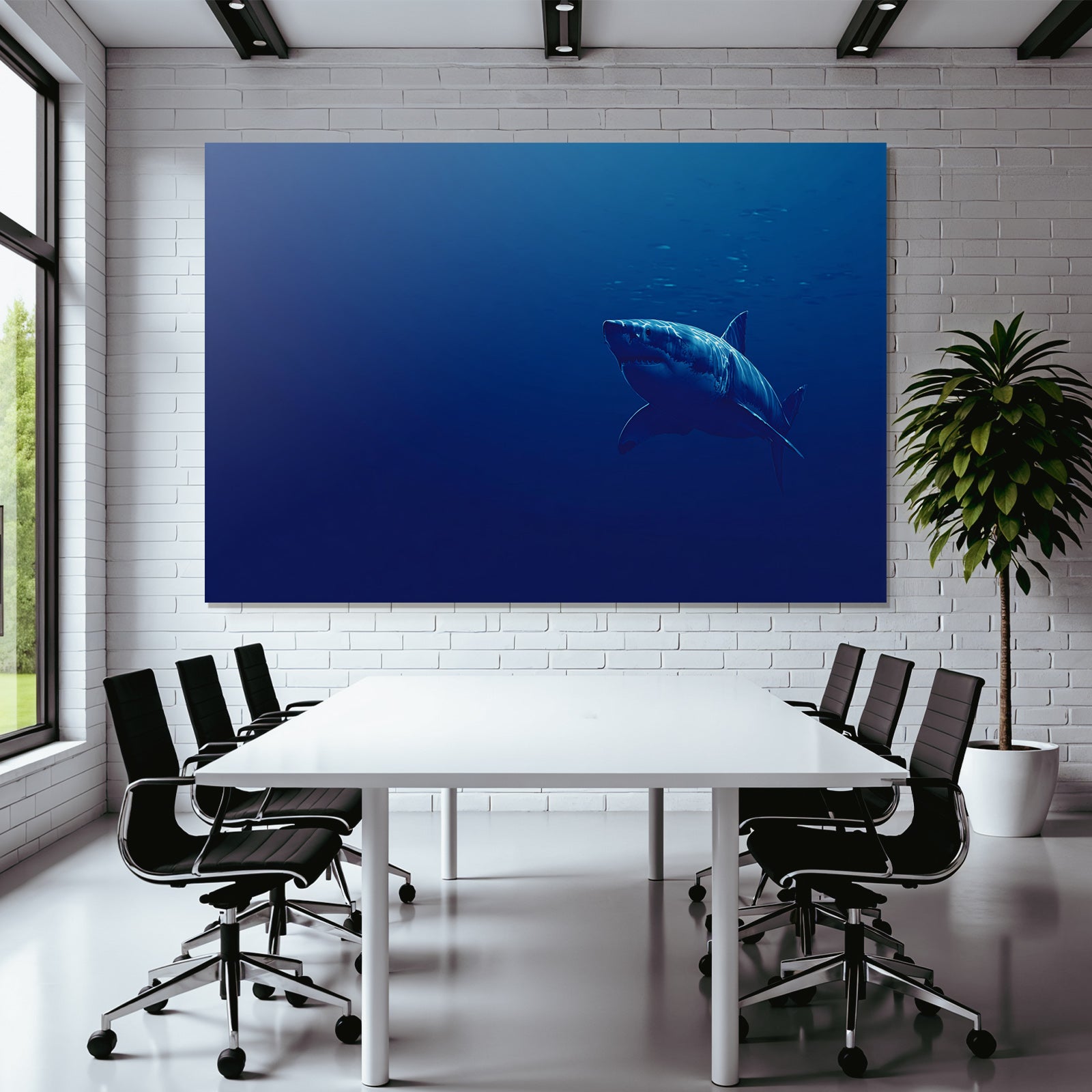 Meeres Haifisch Im Tiefblaün Ozean