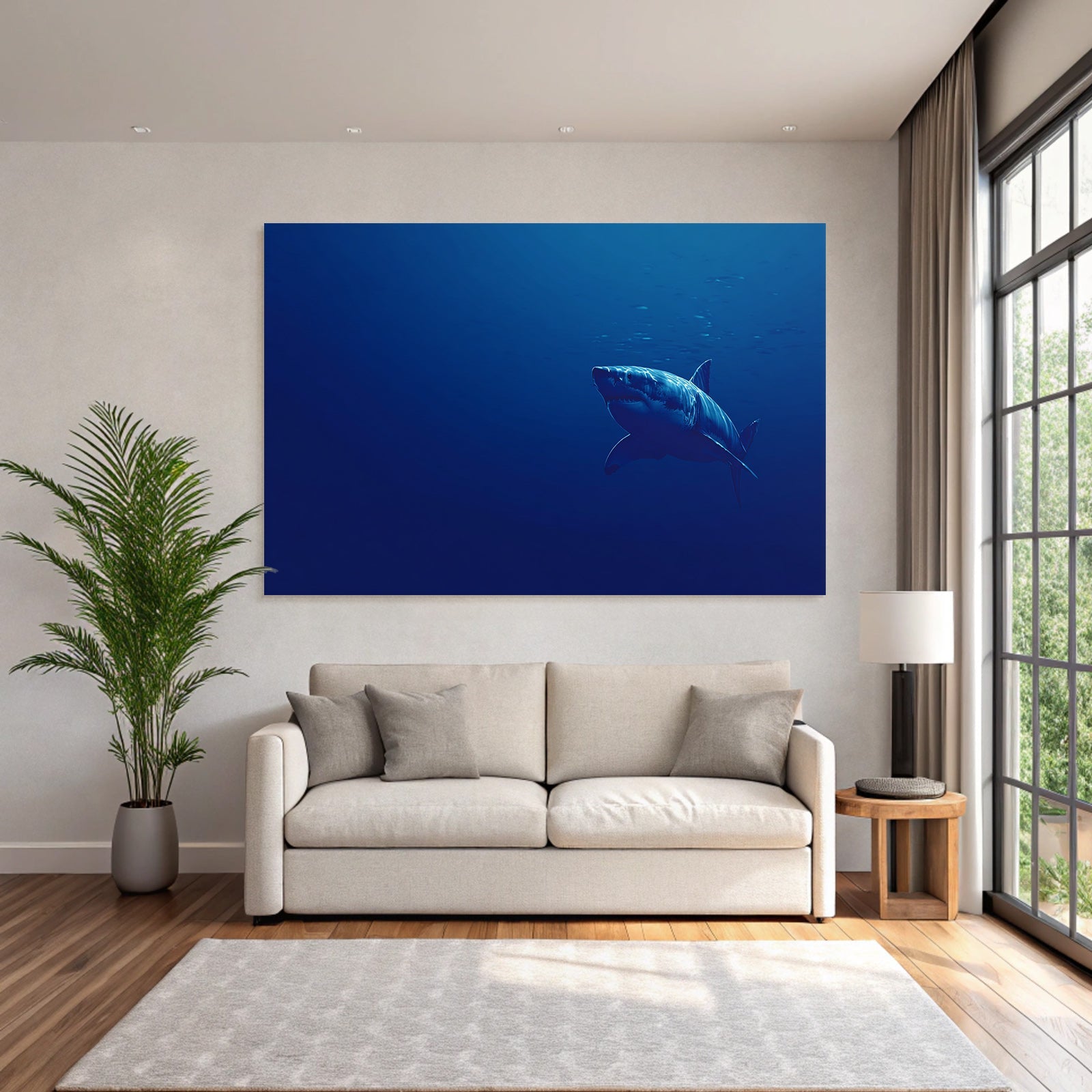 Meeres Haifisch Im Tiefblaün Ozean