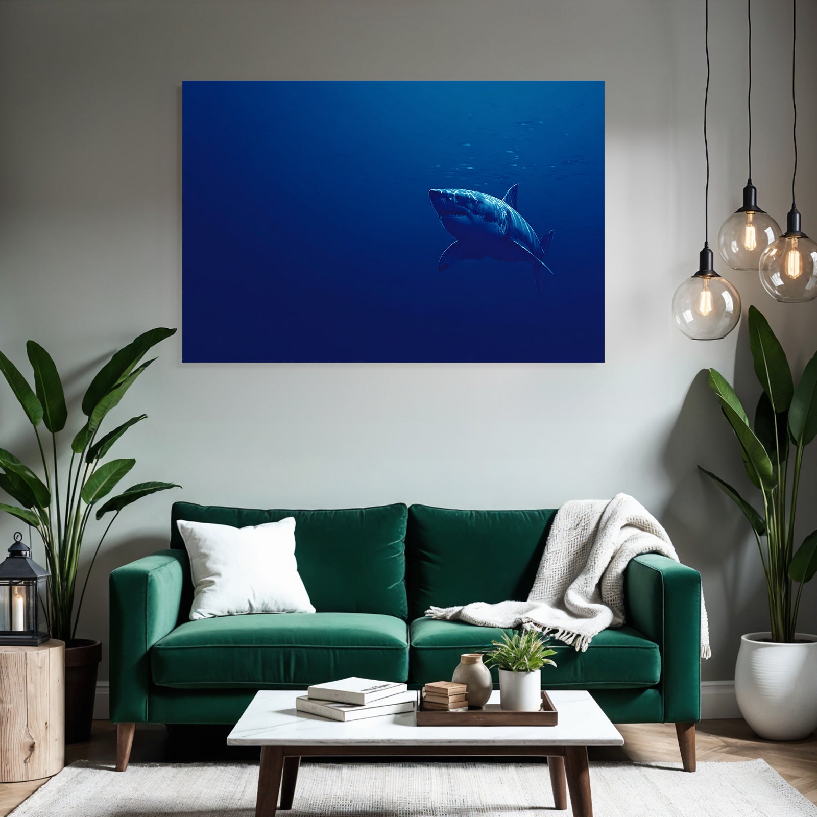 Meeres Haifisch Im Tiefblaün Ozean