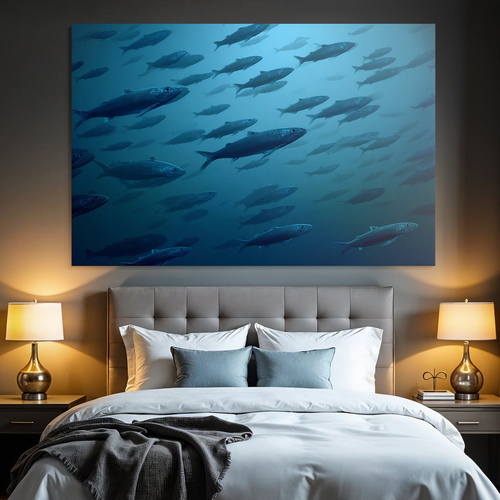 Meeres Schwarm Fische Unterwasser Blaü Tiefe