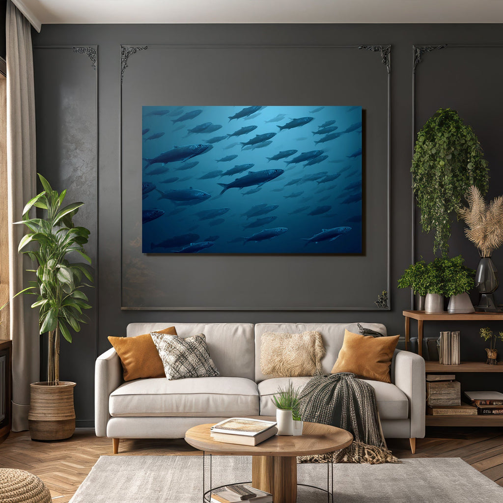 Meeres Schwarm Fische Unterwasser Blaü Tiefe