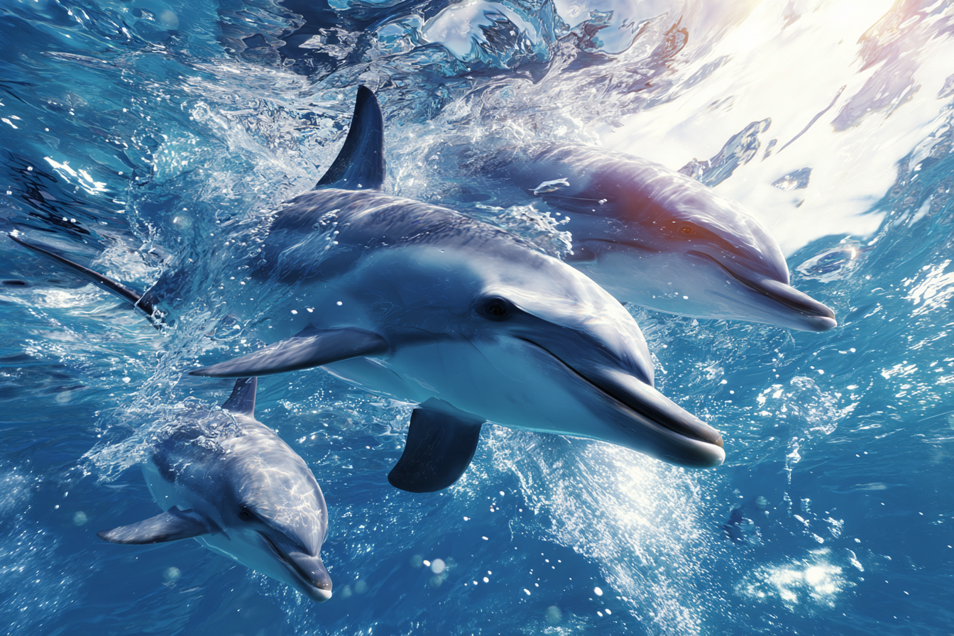 Meeres Spielende Delfine Im Ozean | Meerestiere | Tiere