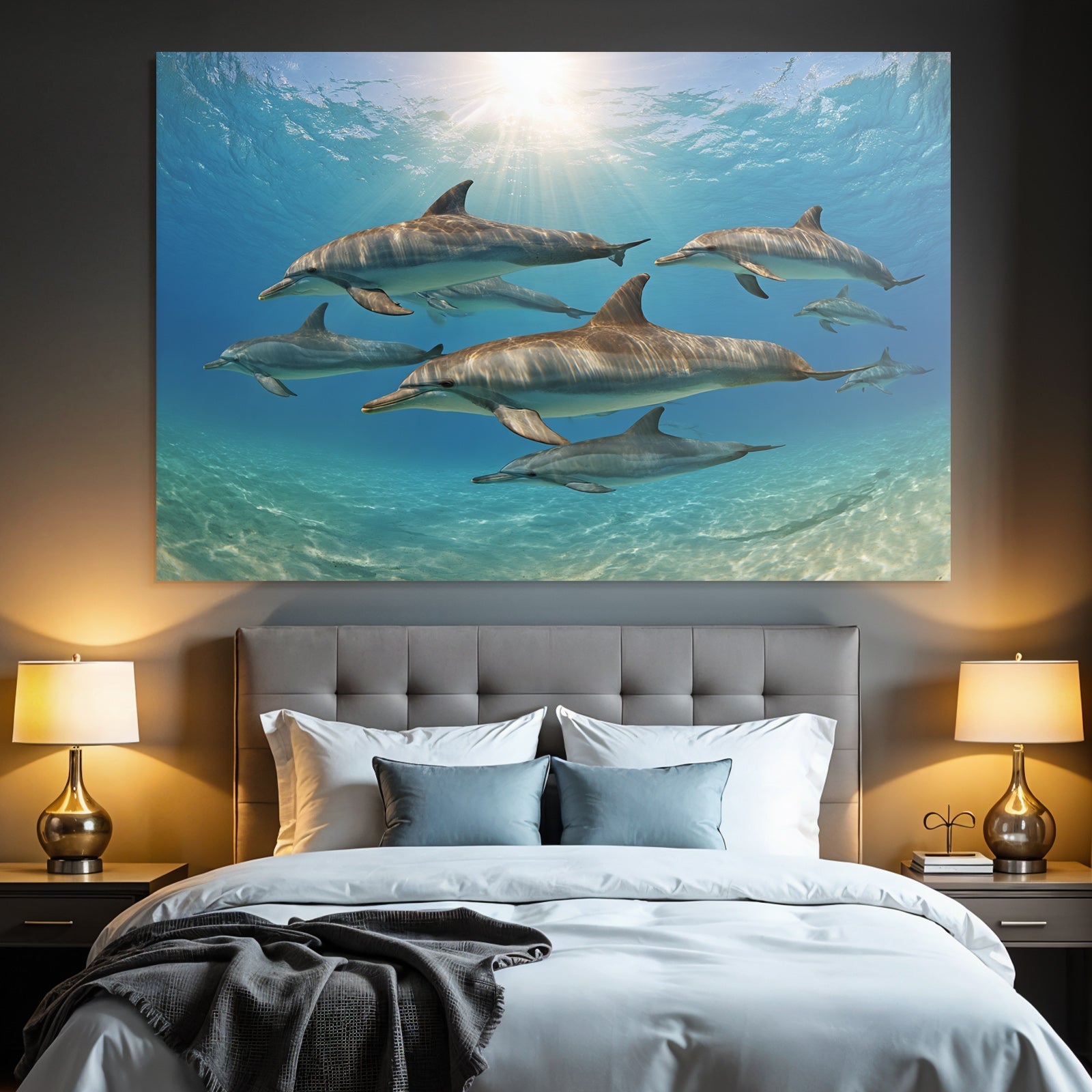 Meeres Delphine Unterwasser Im Sonnenlicht