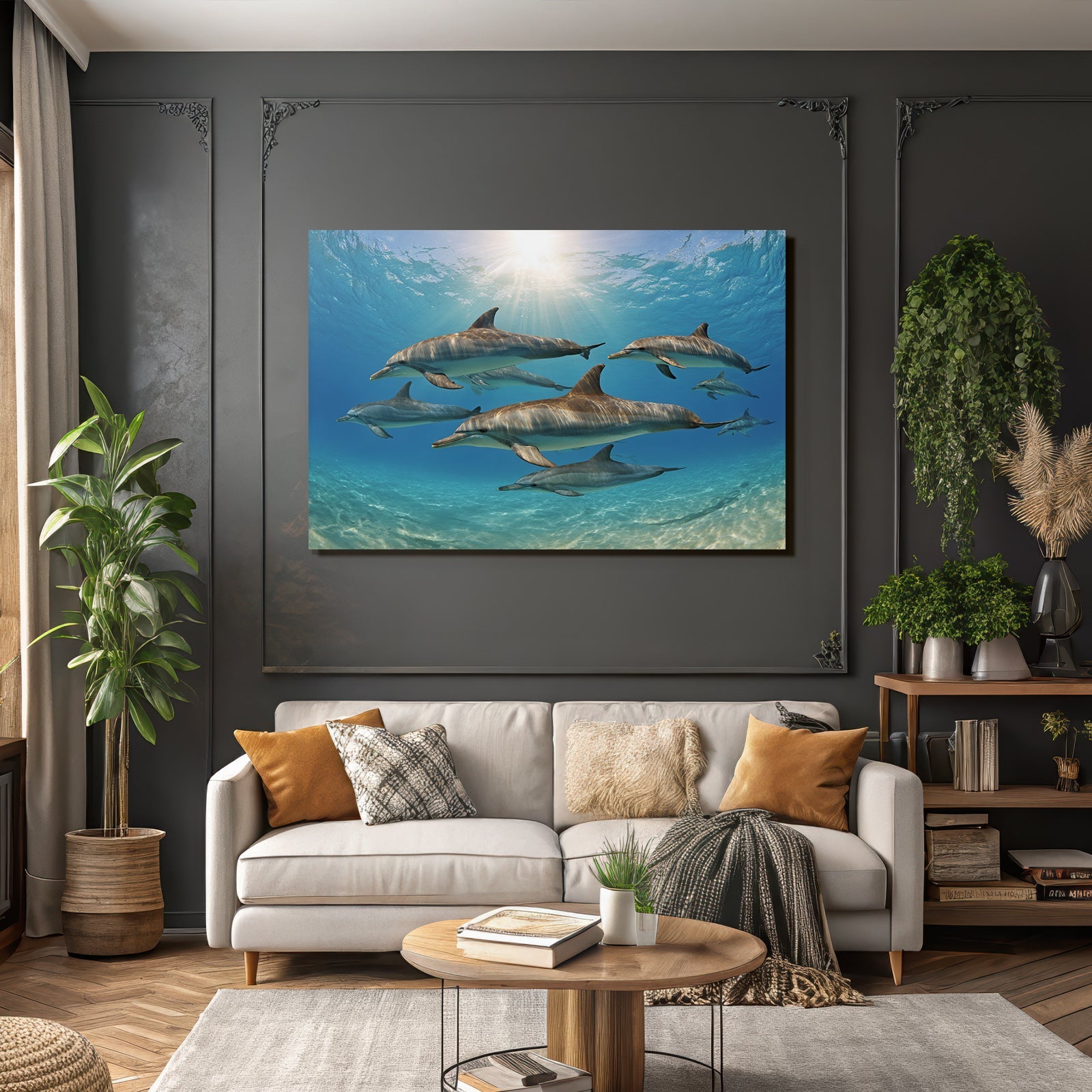 Meeres Delphine Unterwasser Im Sonnenlicht