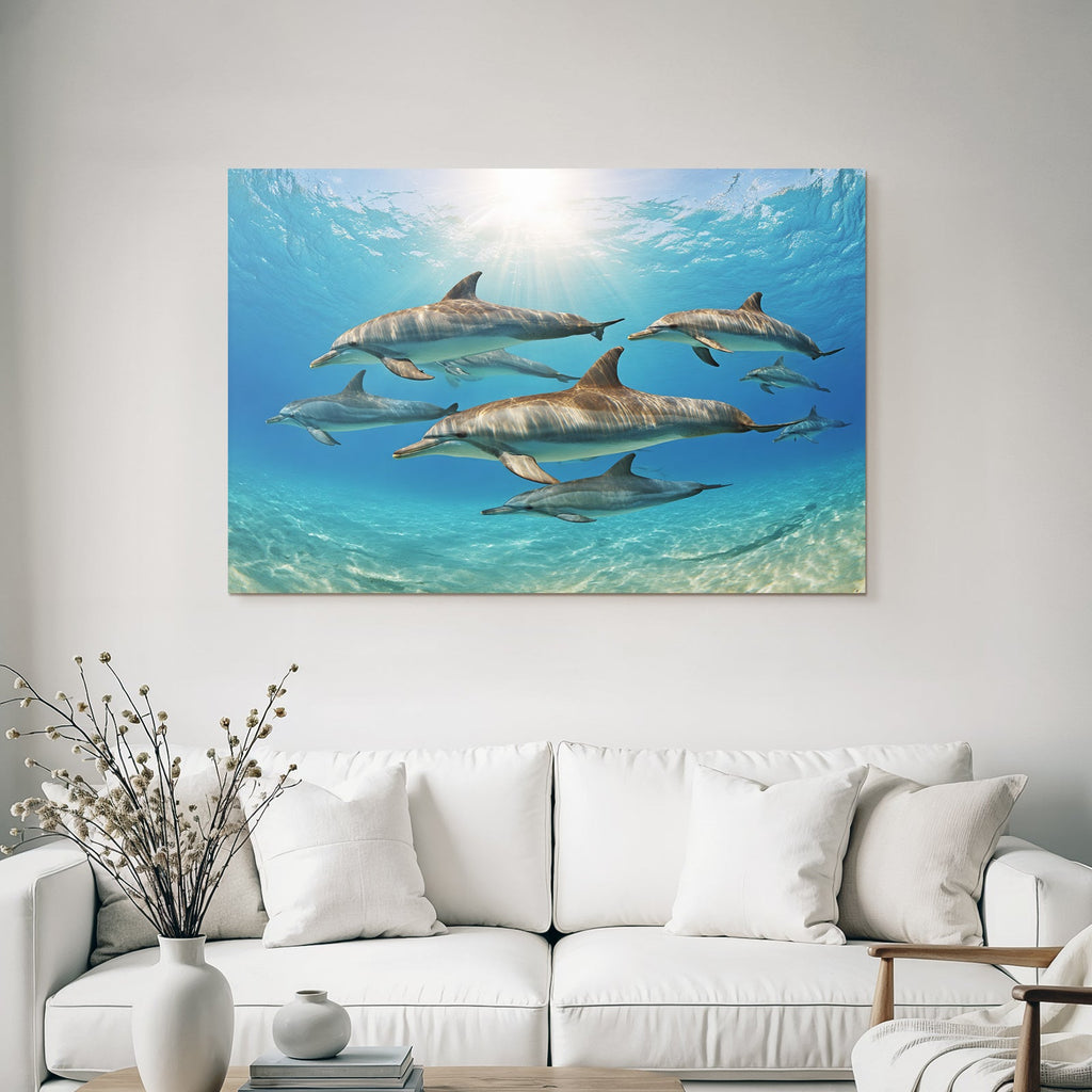 Meeres Delphine Unterwasser Im Sonnenlicht