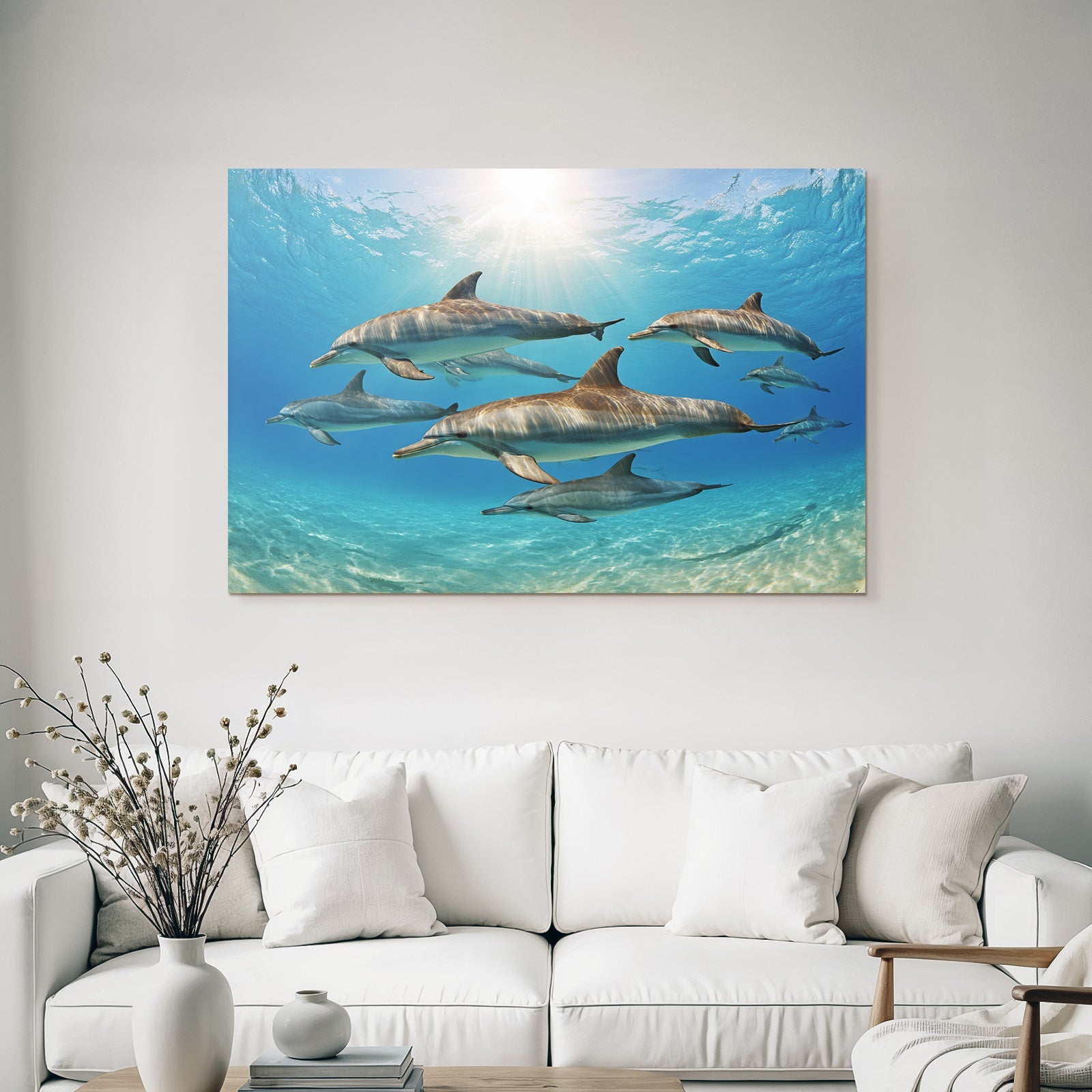Meeres Delphine Unterwasser Im Sonnenlicht