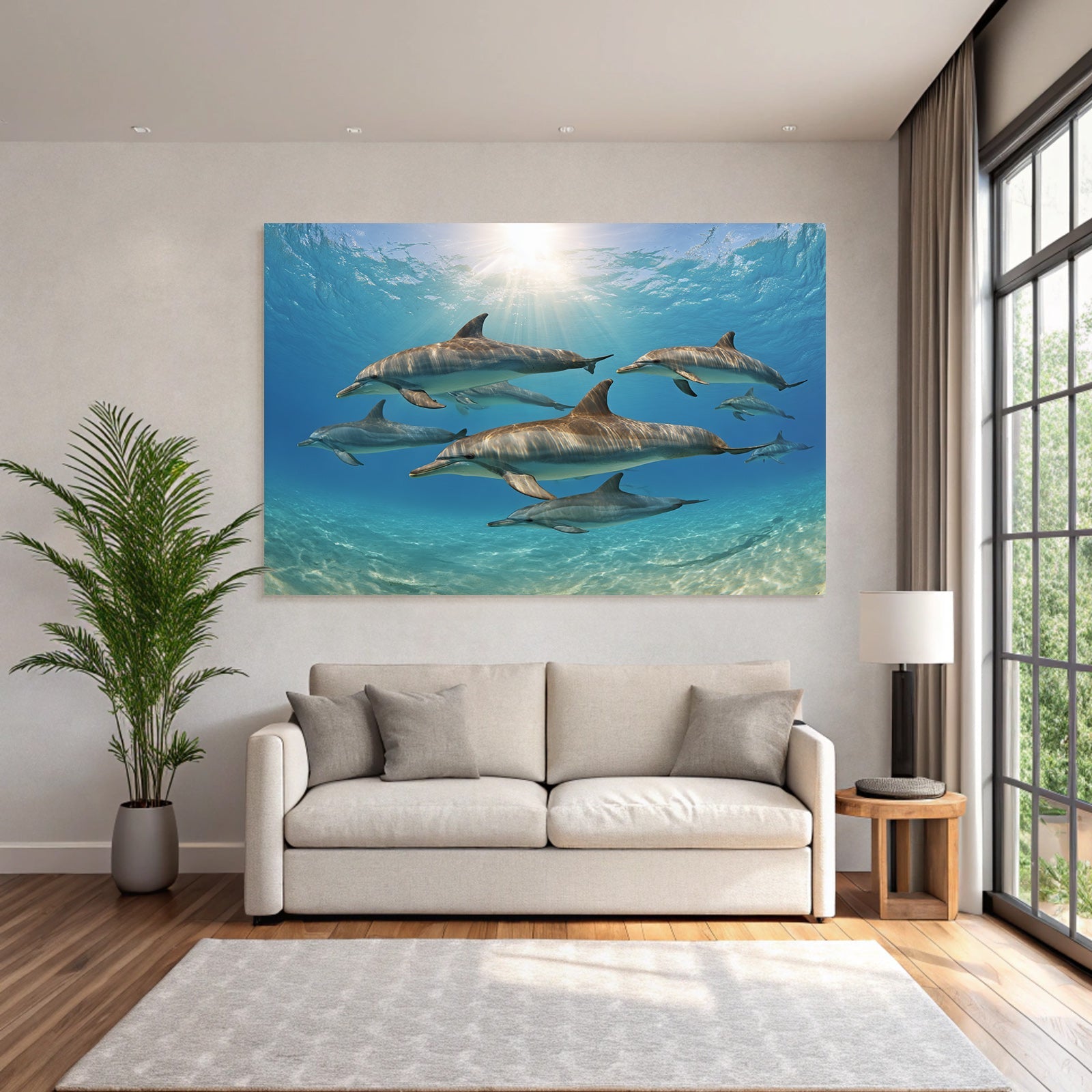 Meeres Delphine Unterwasser Im Sonnenlicht