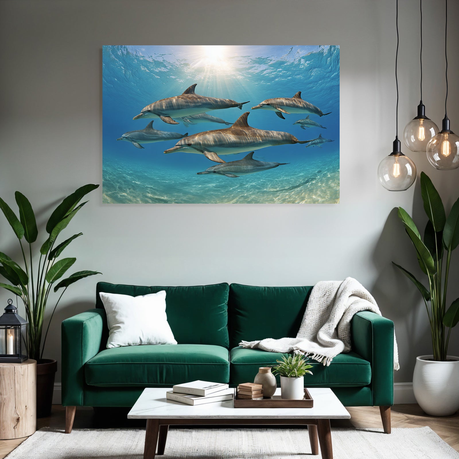 Meeres Delphine Unterwasser Im Sonnenlicht
